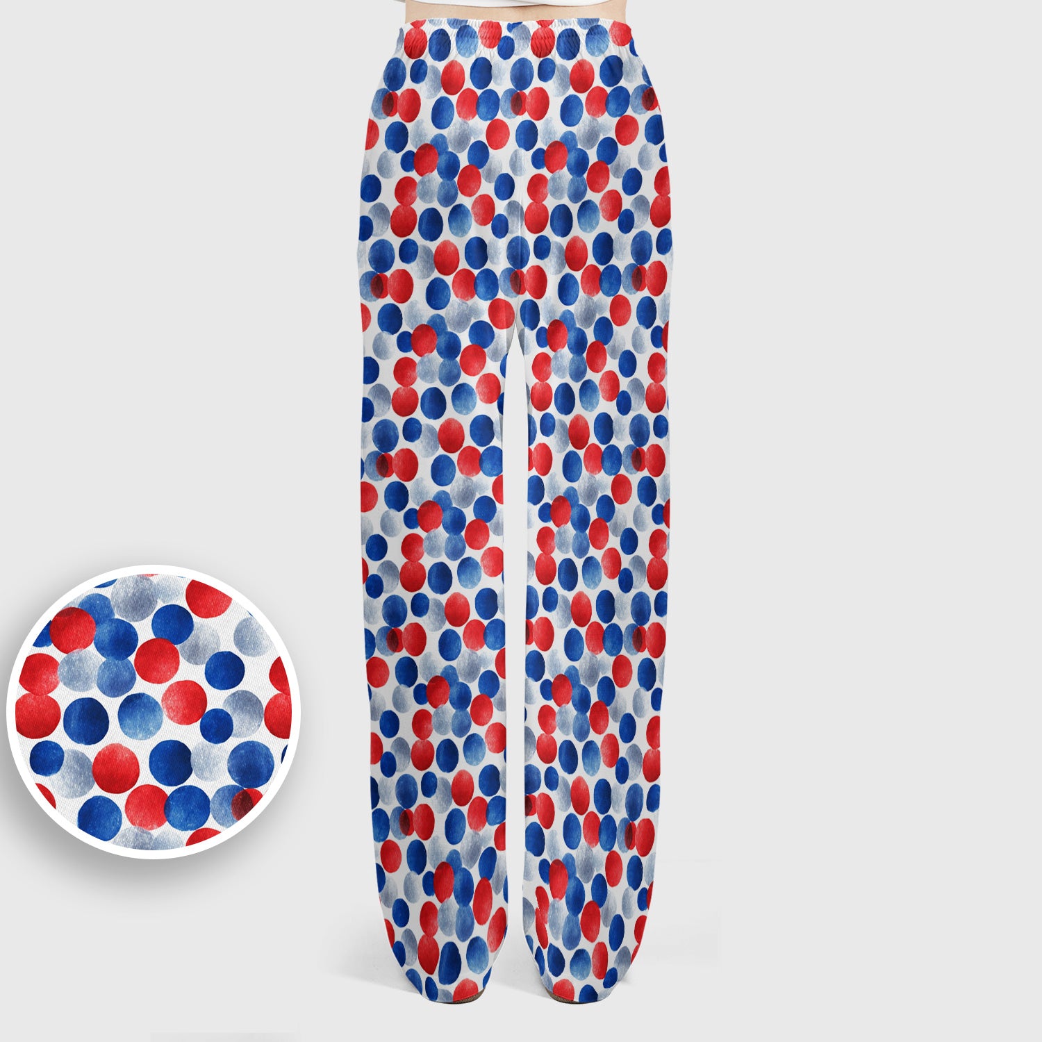4th of July Patriotic Polka Dot Pattern Scrub Set, Scrub Pants and V Neck Top