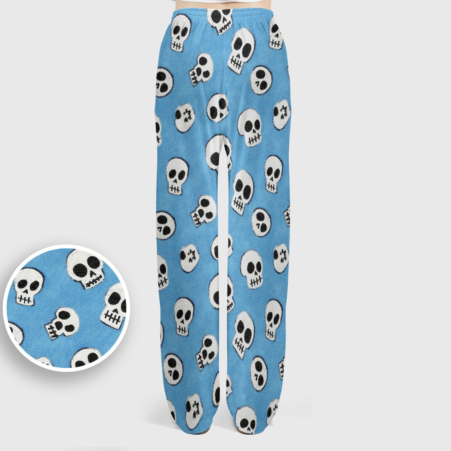 Blue Skull Halloween Pattern Scrub Set, Scrub Pants and V Neck Top