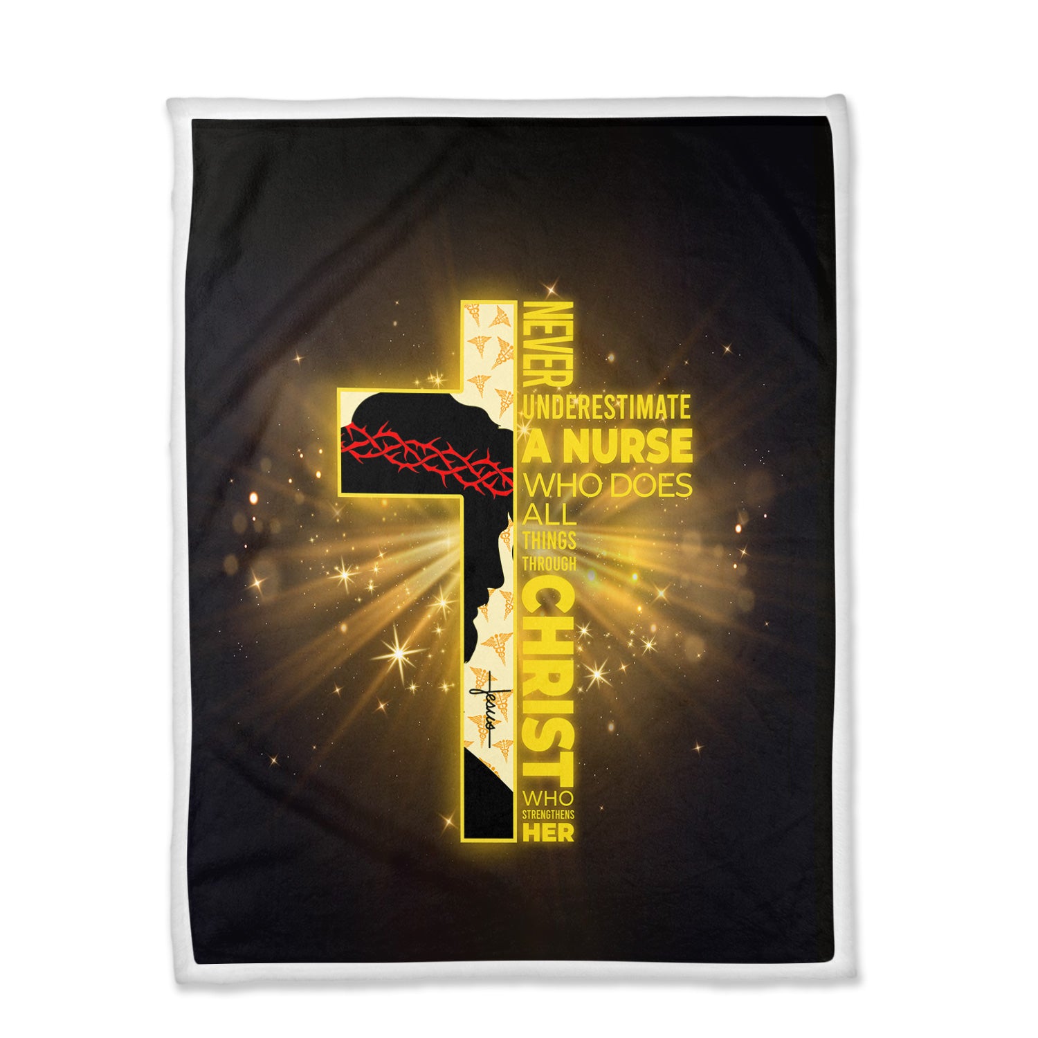 Christian Nurse Faith Blanket - Never Underestimate a Nurse Quote - Gift for Women RN LPN & Healthcare Workers