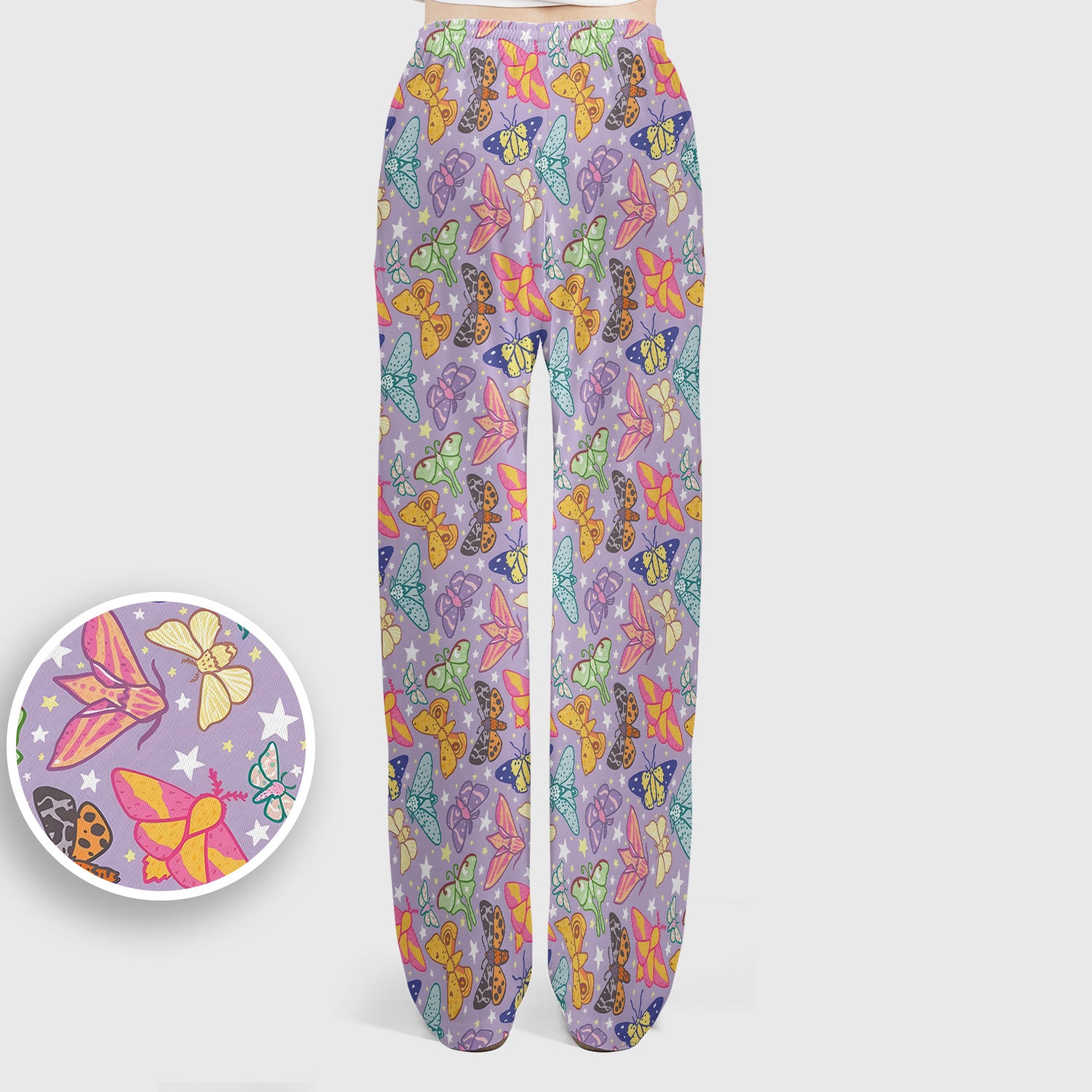 Colorful Butterfly Moth Pattern Scrub Set, Scrub Pants and V Neck Top