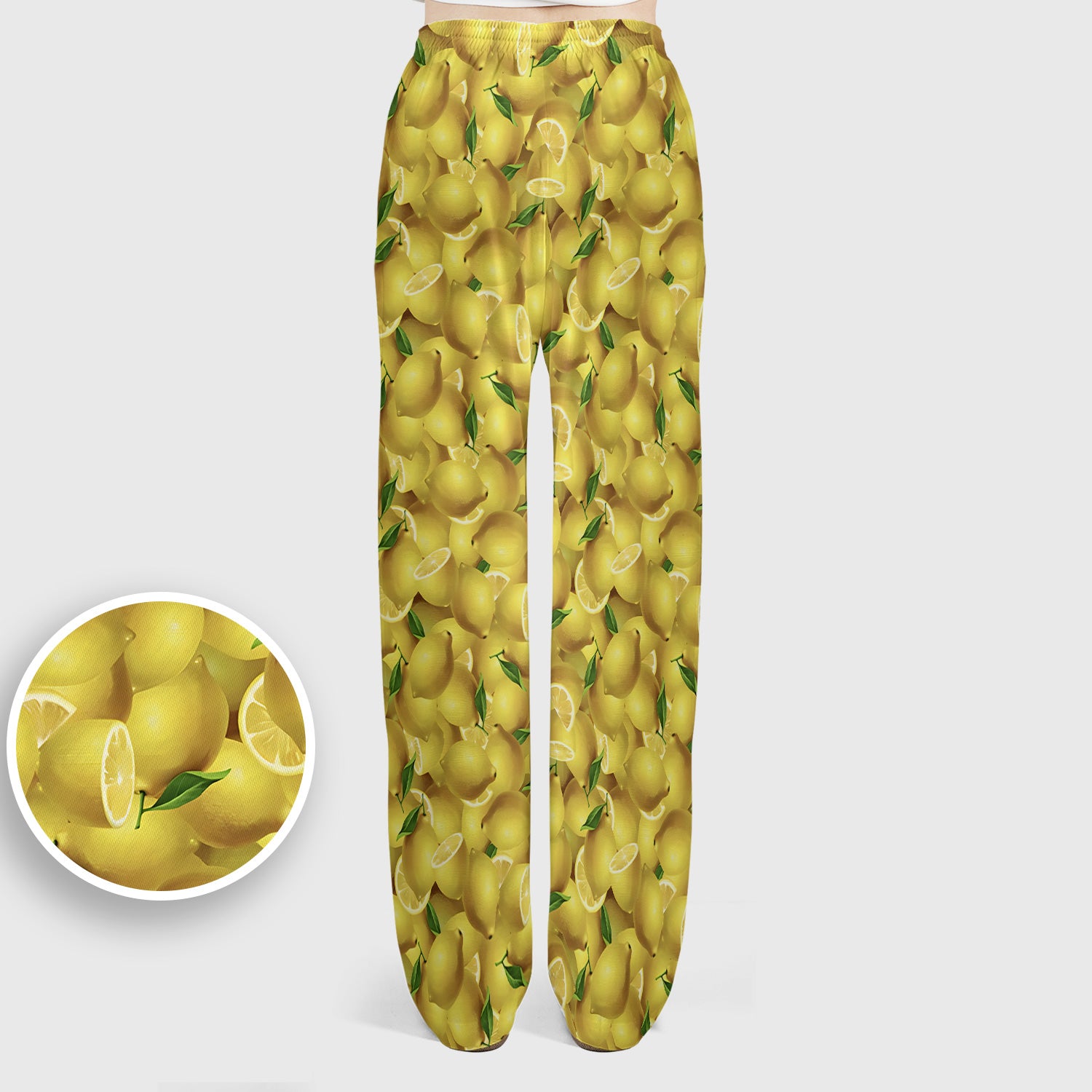 Fresh Lemon Fruit Pattern Scrub Sets, Scrub Pants and V Neck Top