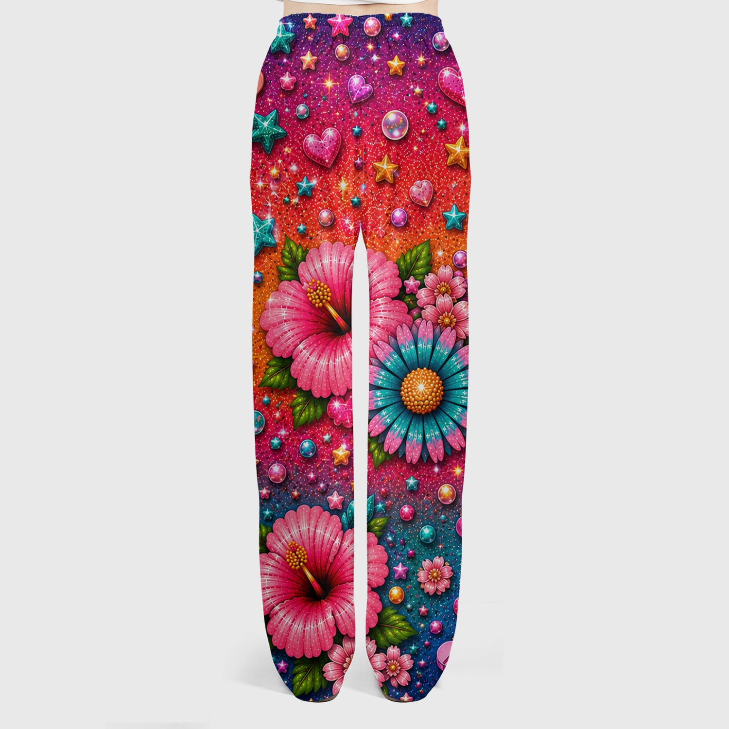 Colorful Nurse Life Heart Pattern Scrub Set, Scrub Pants and V Neck Top