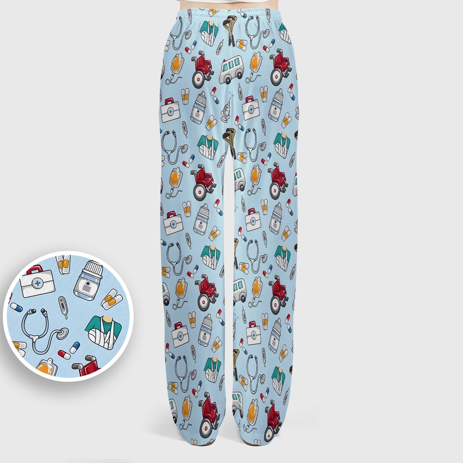 Care Medical Tools & Emergency Transport Pattern Scrub Set, Scrub Pants and V Neck Top