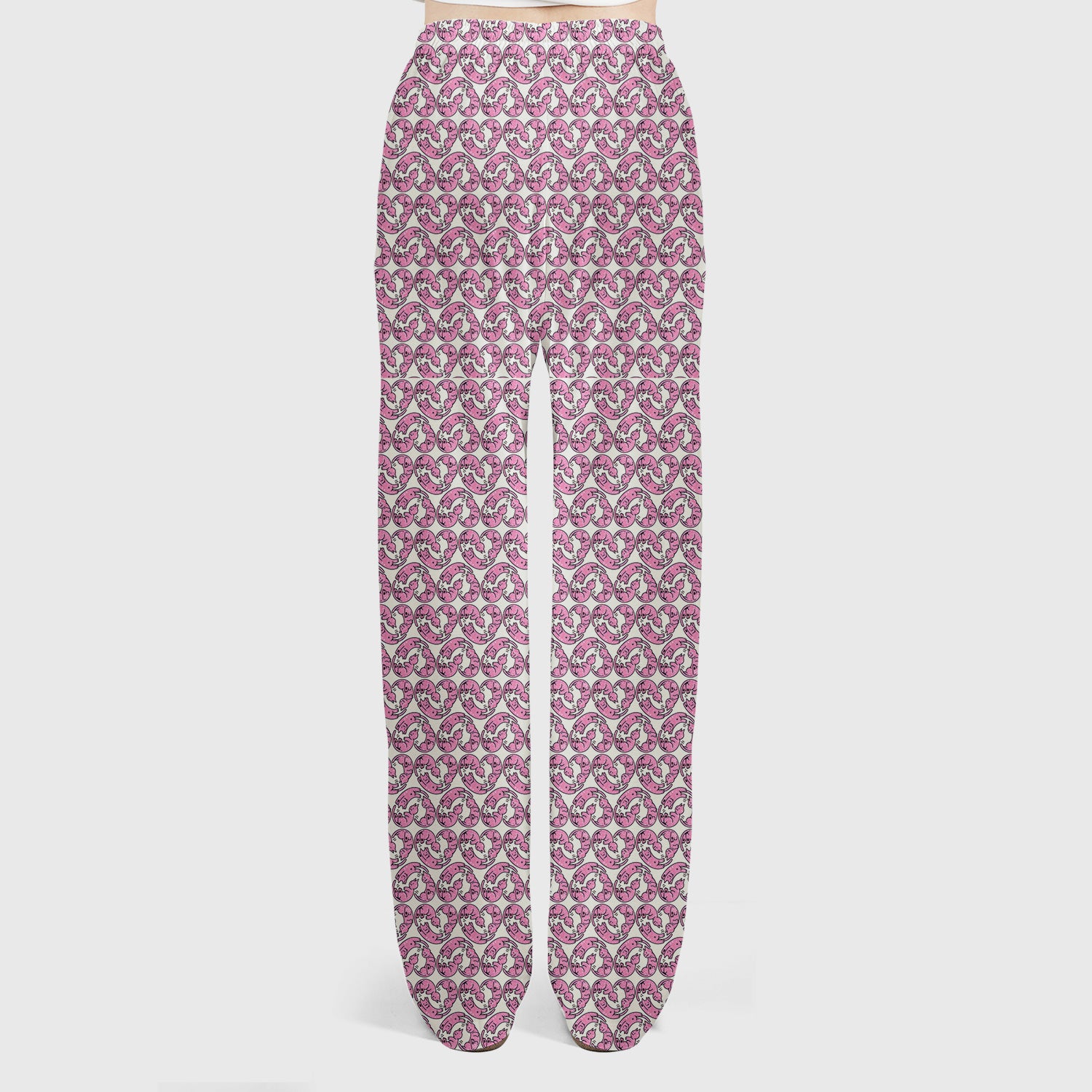 Cute Pink Cat Cartoon All Over Print Set, Women’s Scrub Sets