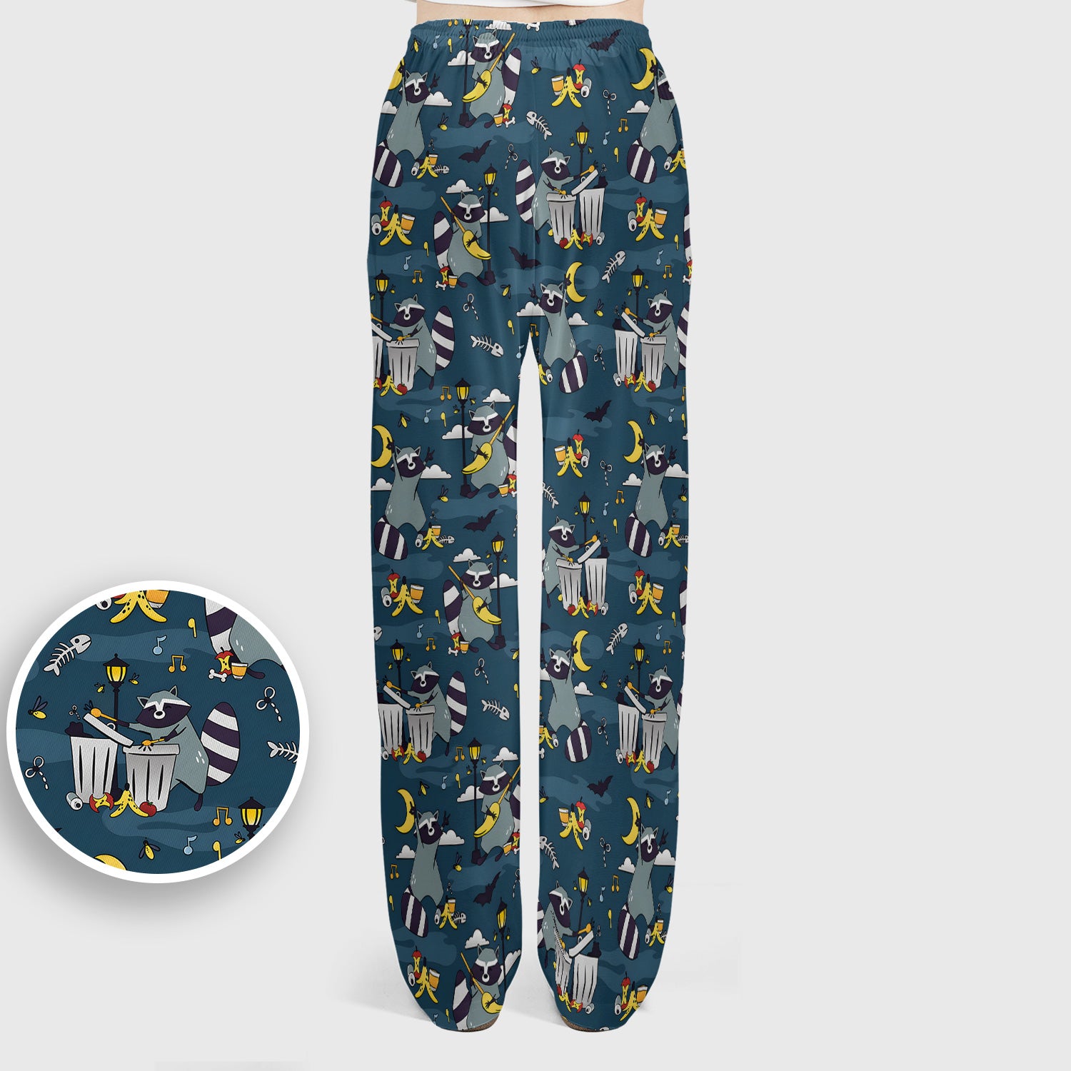 Raccoon Night Trash And Banana Peel Scrub Set, Scrub Pants and V Neck Top