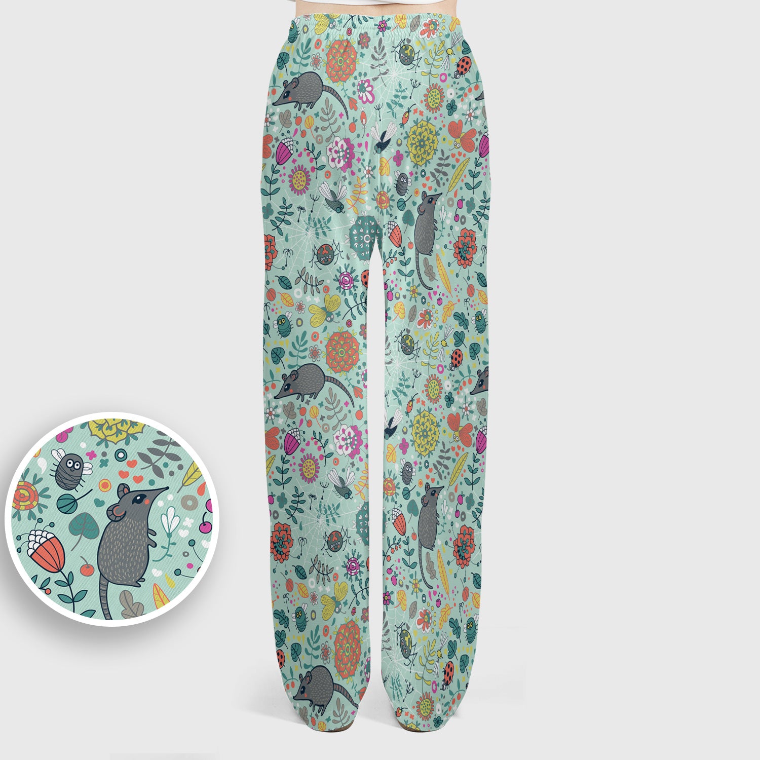 Woodland Mouse Floral Pattern Scrub Set, Breathable Med Uniform