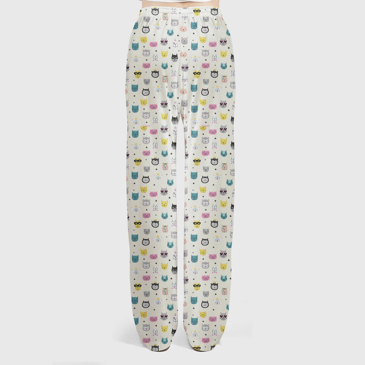 Cute Colorful Cat Pattern Women's Scrub Sets, Breathable Med Uniform