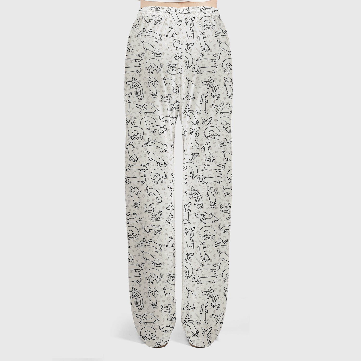 Playful Dachshund Dog Line Art Print Scrub Set, Scrub Pants and V Neck Top
