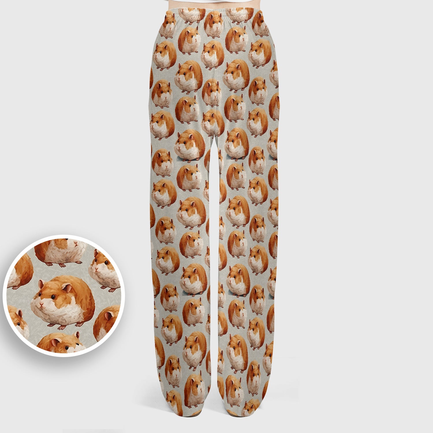 Cute Hamster Pattern Nurse Scrub Set, Scrub Pants and V Neck Top