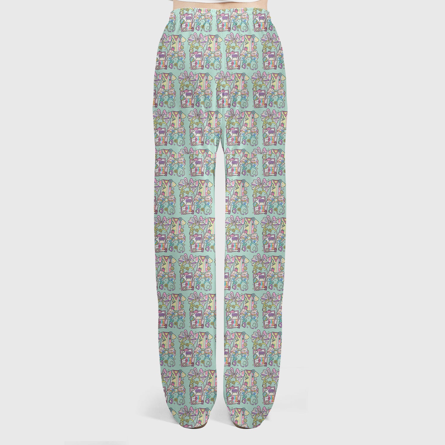 Colorful Nurse Scrub Supplies Pattern Scrub Set, Scrub Pants and V Neck Top