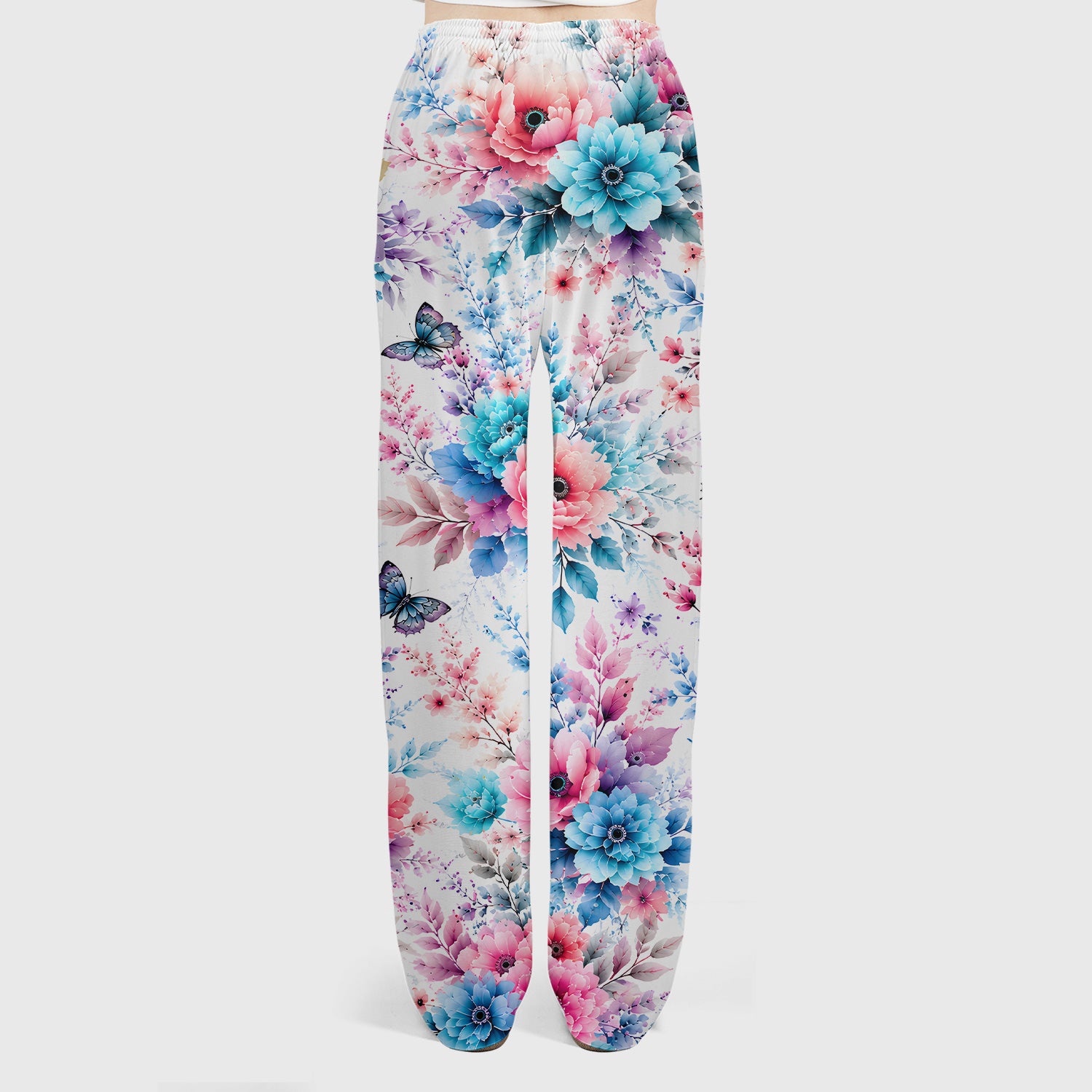 Inspirational Faith Floral Butterfly Pattern Scrub Set, Scrub Pants and V Neck Top