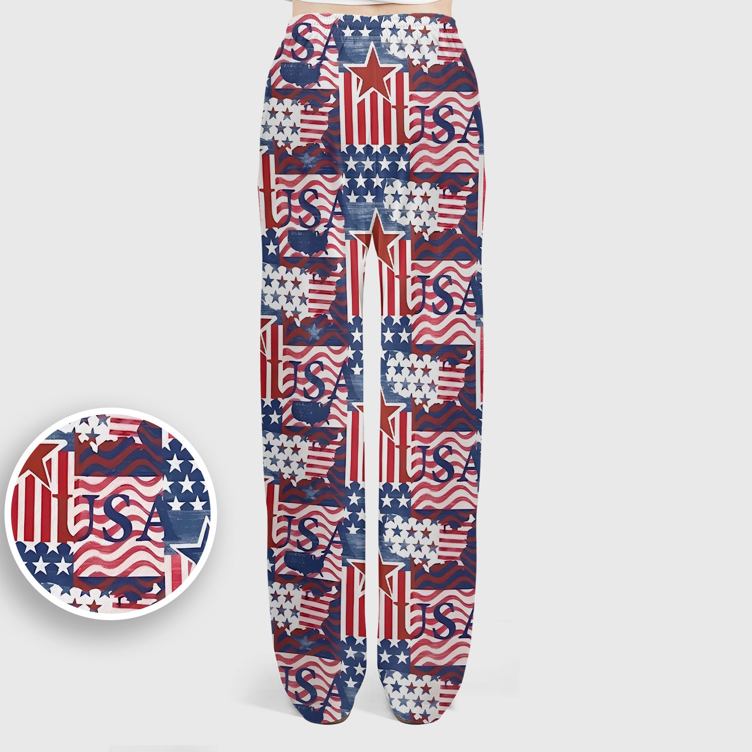 Patriotic USA Star Patchwork Pattern Scrub Set, Scrub Pants and V Neck Top