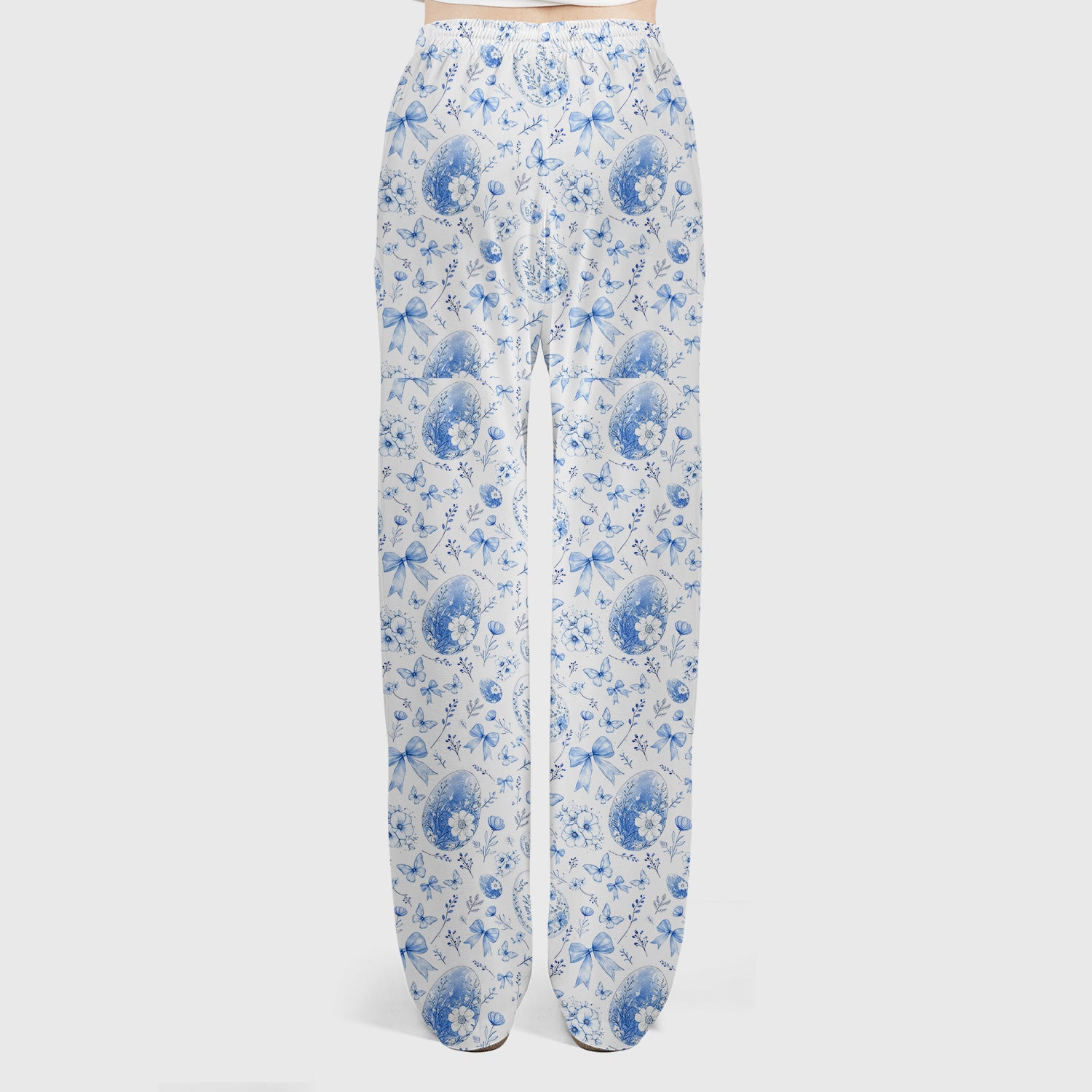 Butterfly Floral Bow Vintage Pattern Scrub Set, Scrub Pants and V Neck Top