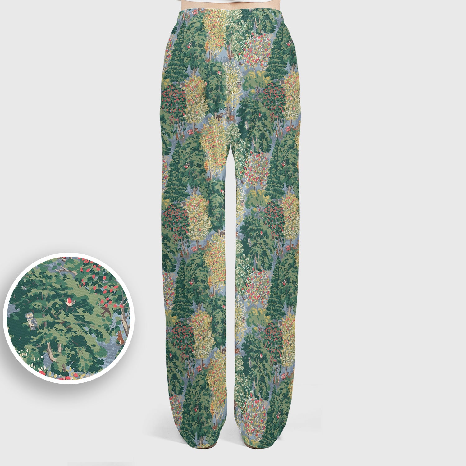 Forest Landscape Pattern Scrub Set, Scrub Pants and V Neck Top