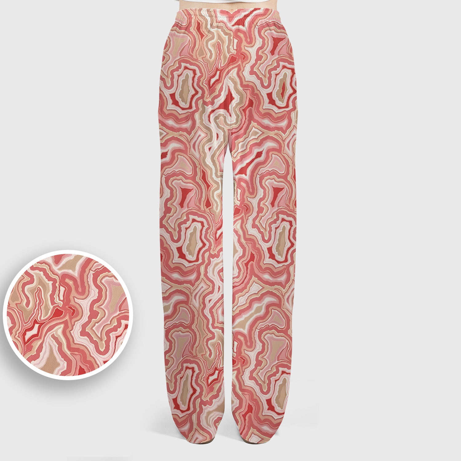 Pink Marble Swirl Abstract Pattern Scrub Set, Scrub Pants and V Neck Top