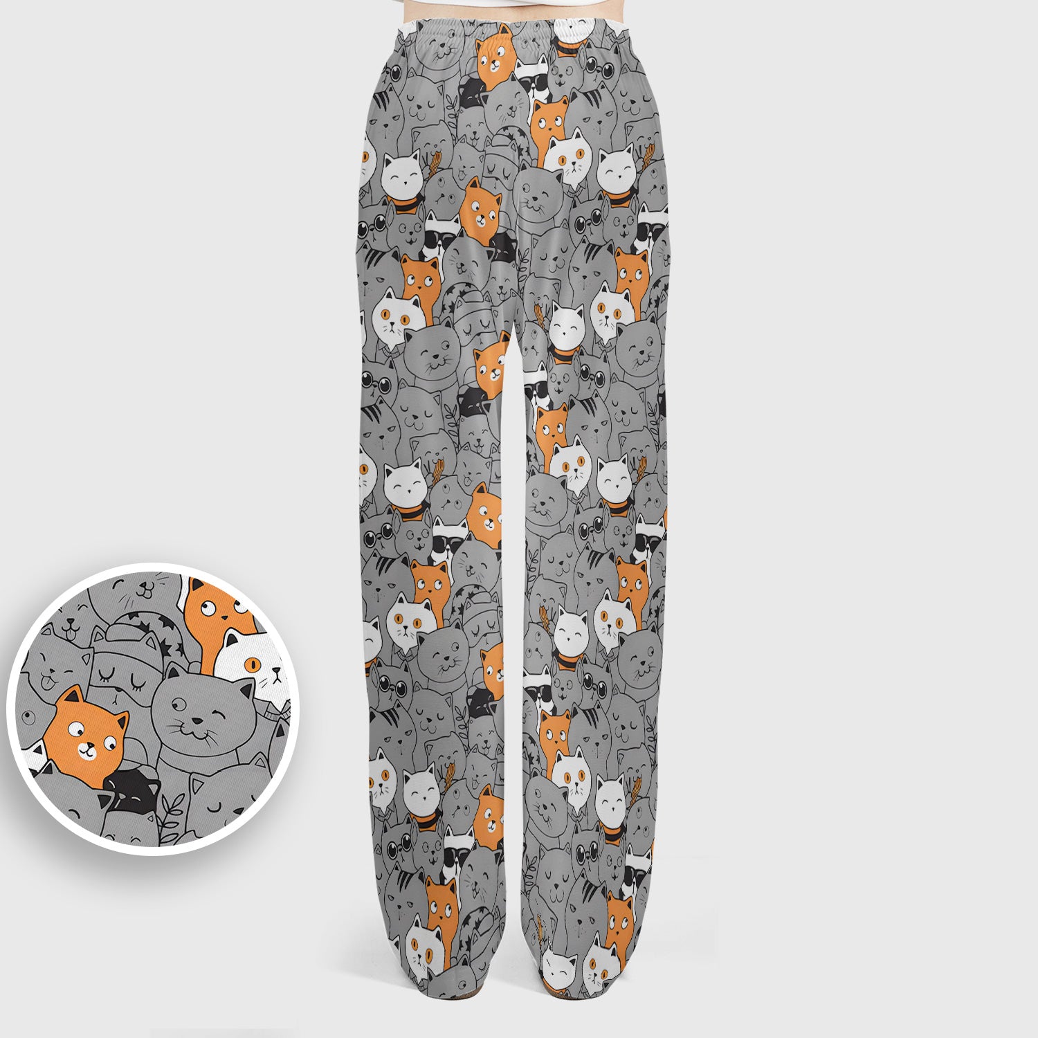 Funny Cats Cute Expressions Pattern Scrub Sets, Scrub Pants and V Neck Top