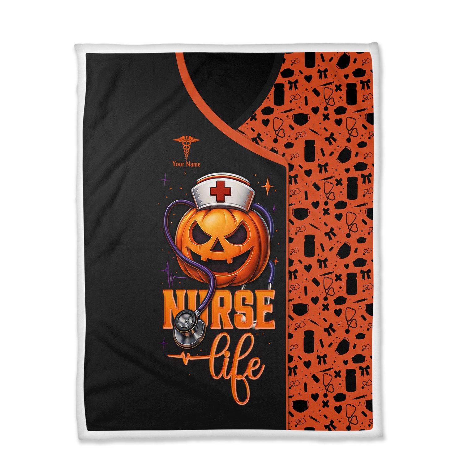 Custom Nurse Halloween Blanket - Personalized Halloween Throw for RN, CNA, LPN - Cozy Gift for Medical Staff, Healthcare Workers