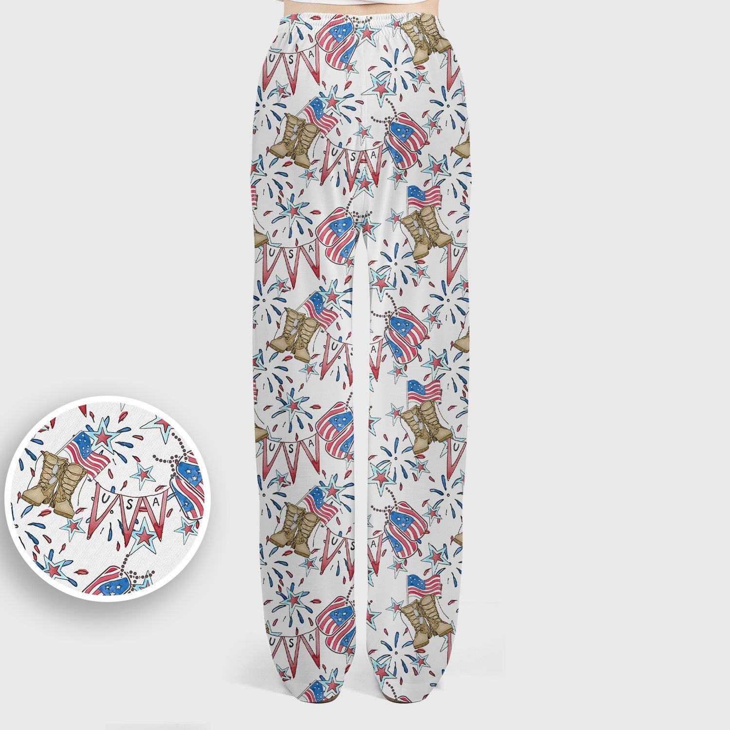 USA Boots Banner Pattern Scrub Set, Scrub Pants and V Neck Top