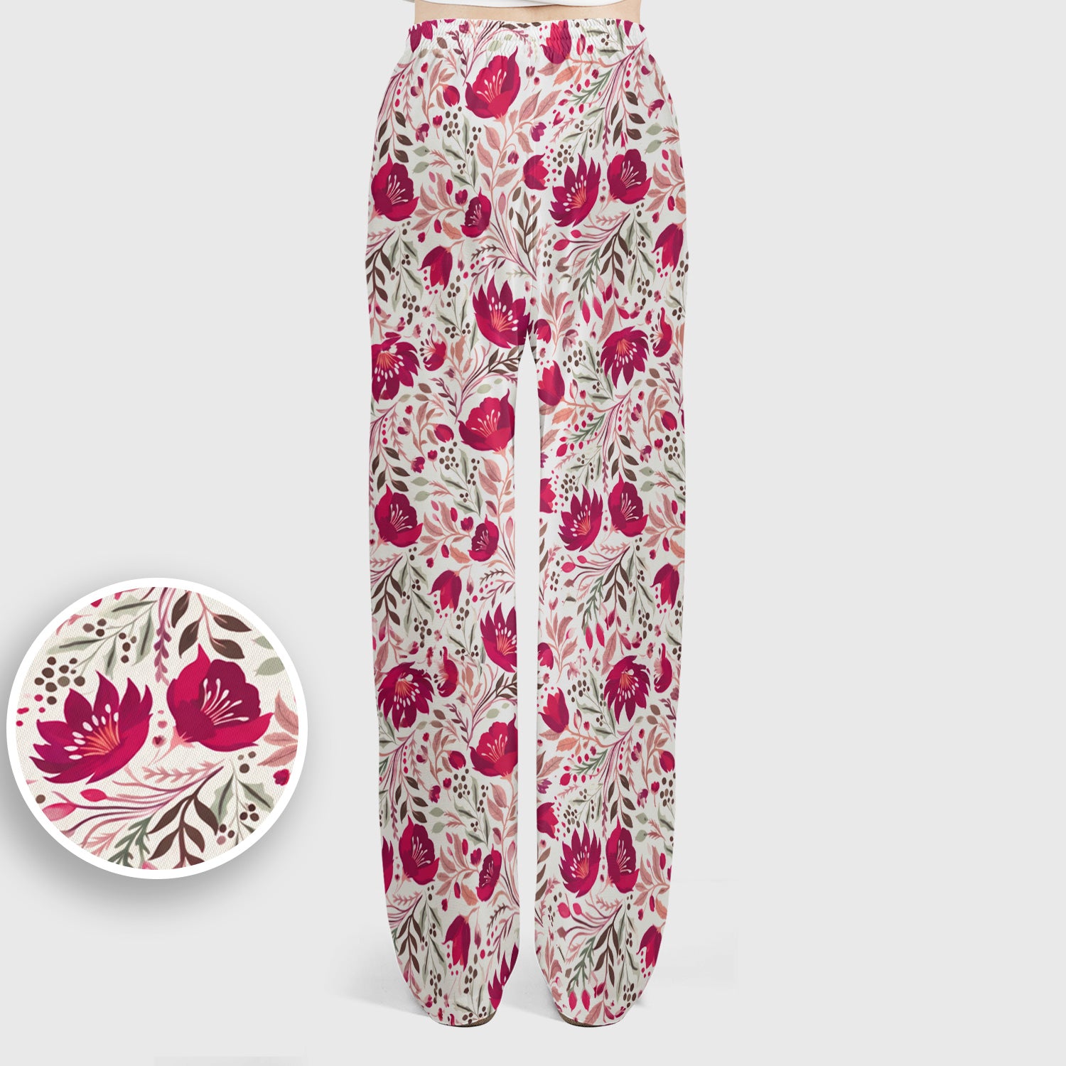 Elegant Floral Botanical Pattern Scrub Set, Women's Scrub Sets