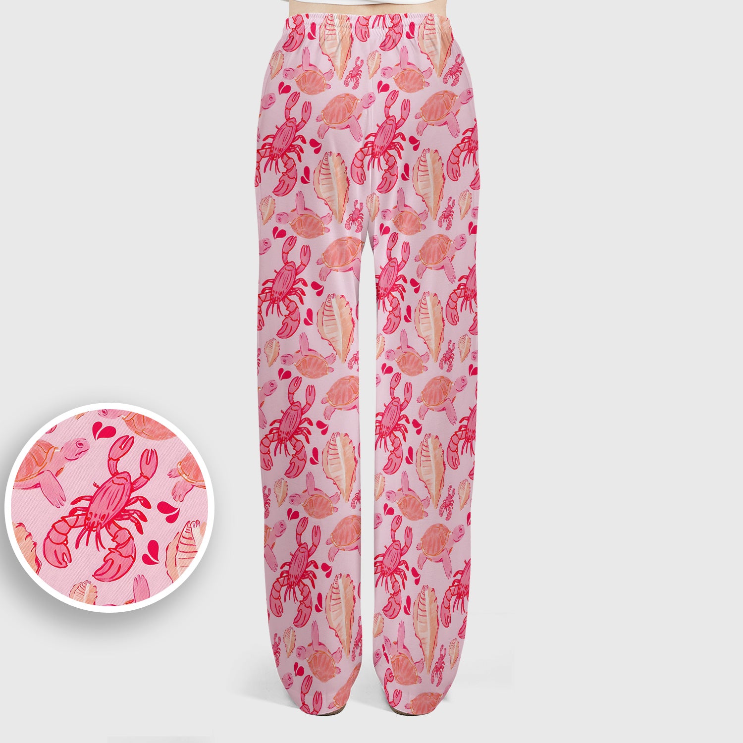 Pink Sea Turtle Lobster Shell Pattern Scrub Set, Scrub Pants and V Neck Top