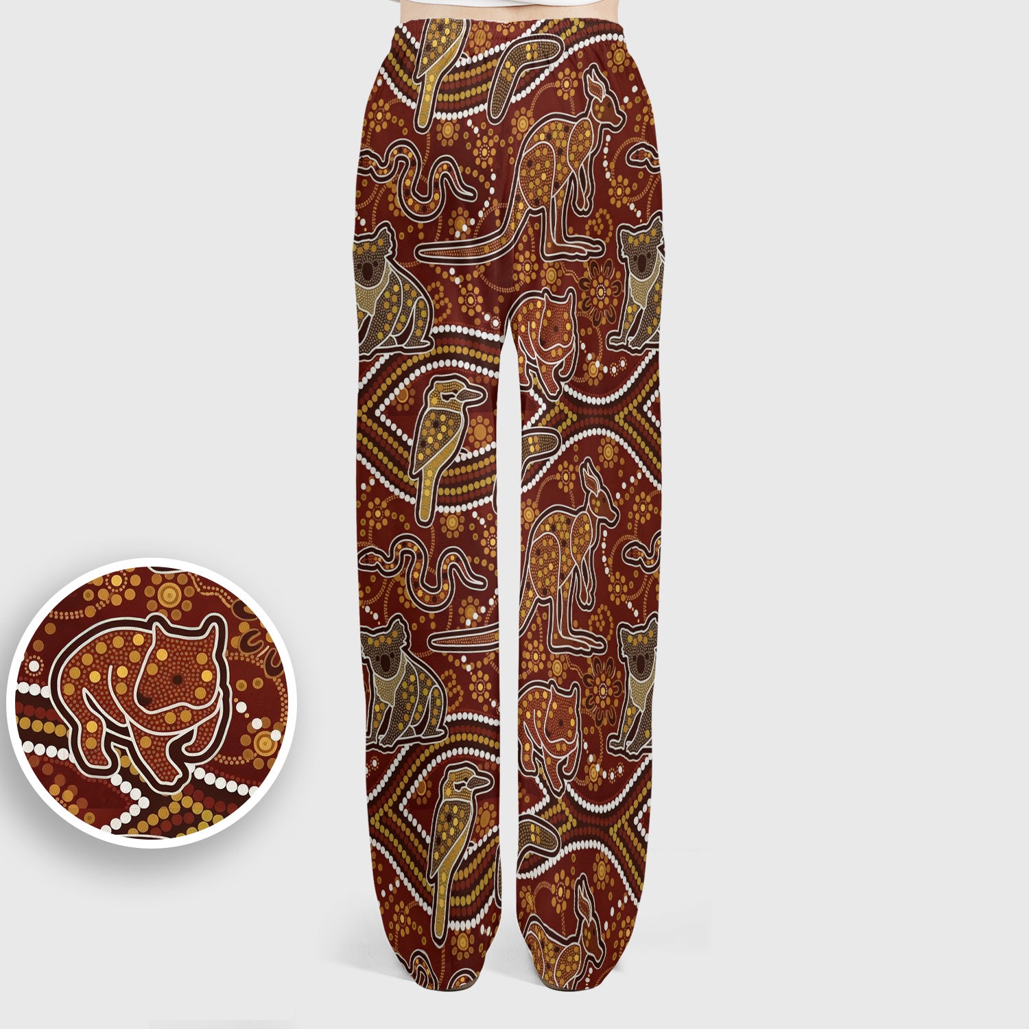 Australian Kangaroo Koala Aboriginal Art Pattern Scrub Sets, Scrub Pants and V Neck Top