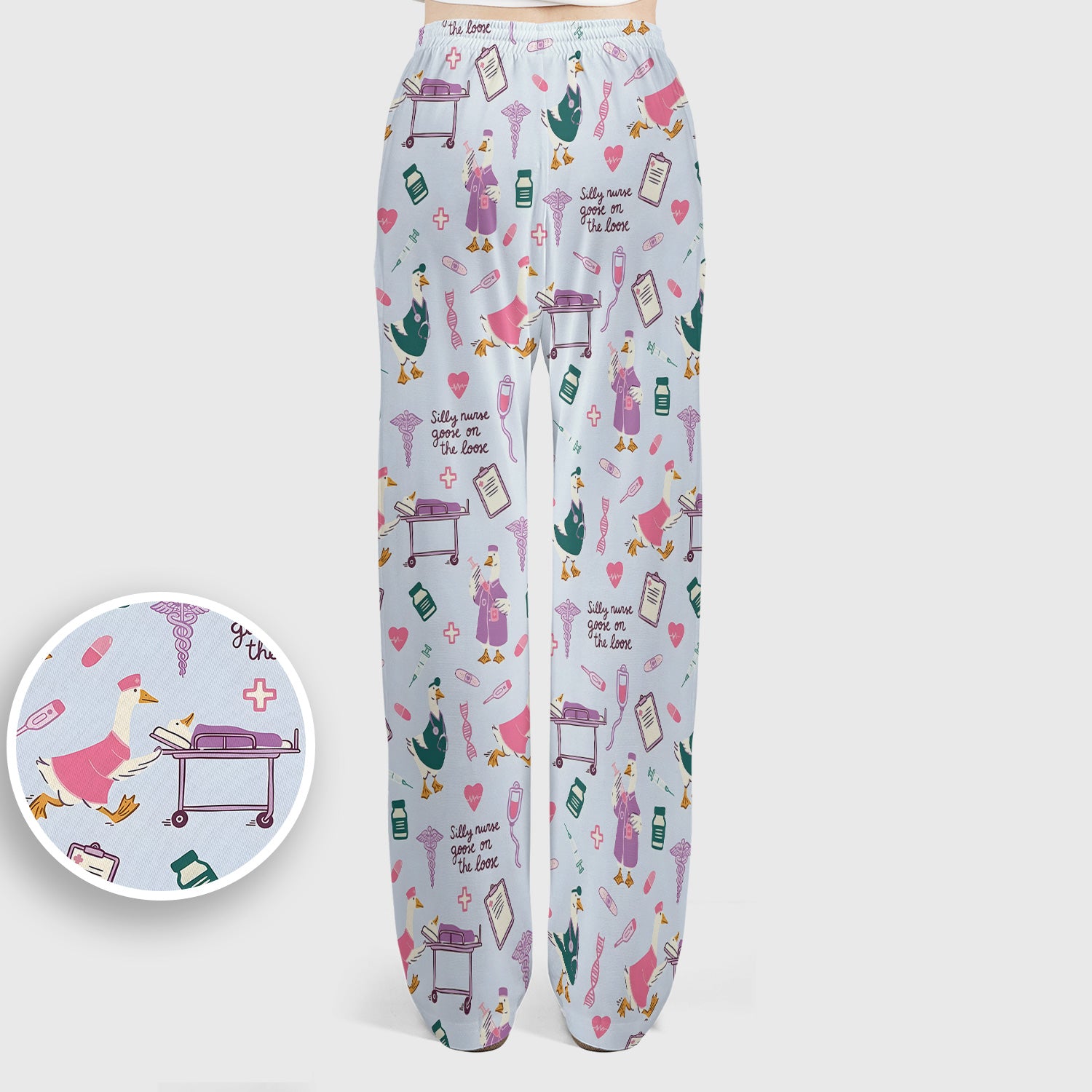 Goose Medical Humor Tools Pattern Scrub Set, Scrub Pants and V Neck Top