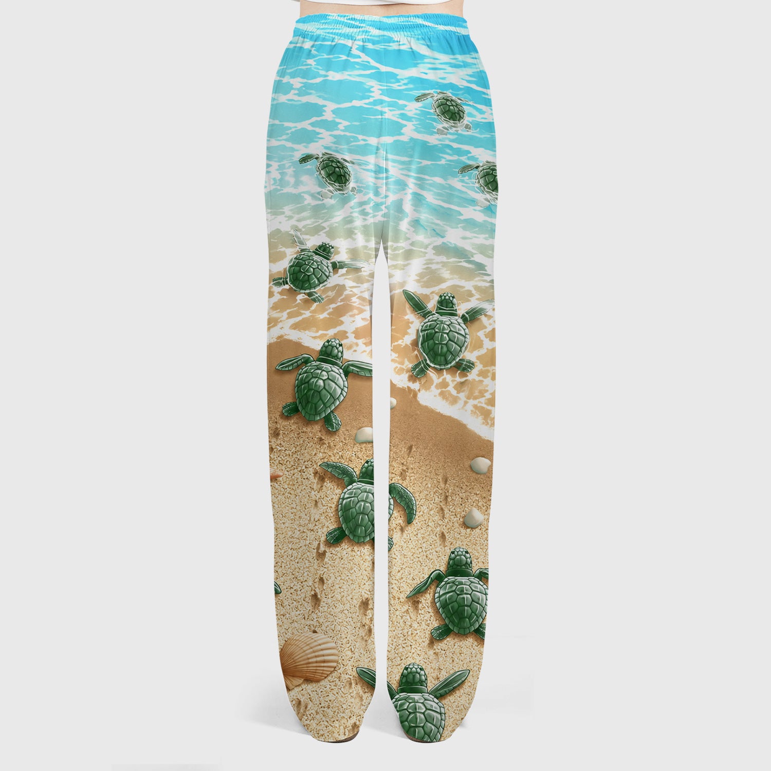 Coastal Sea Turtle Beach Pattern Scrub Set, Scrub Pants and V Neck Top
