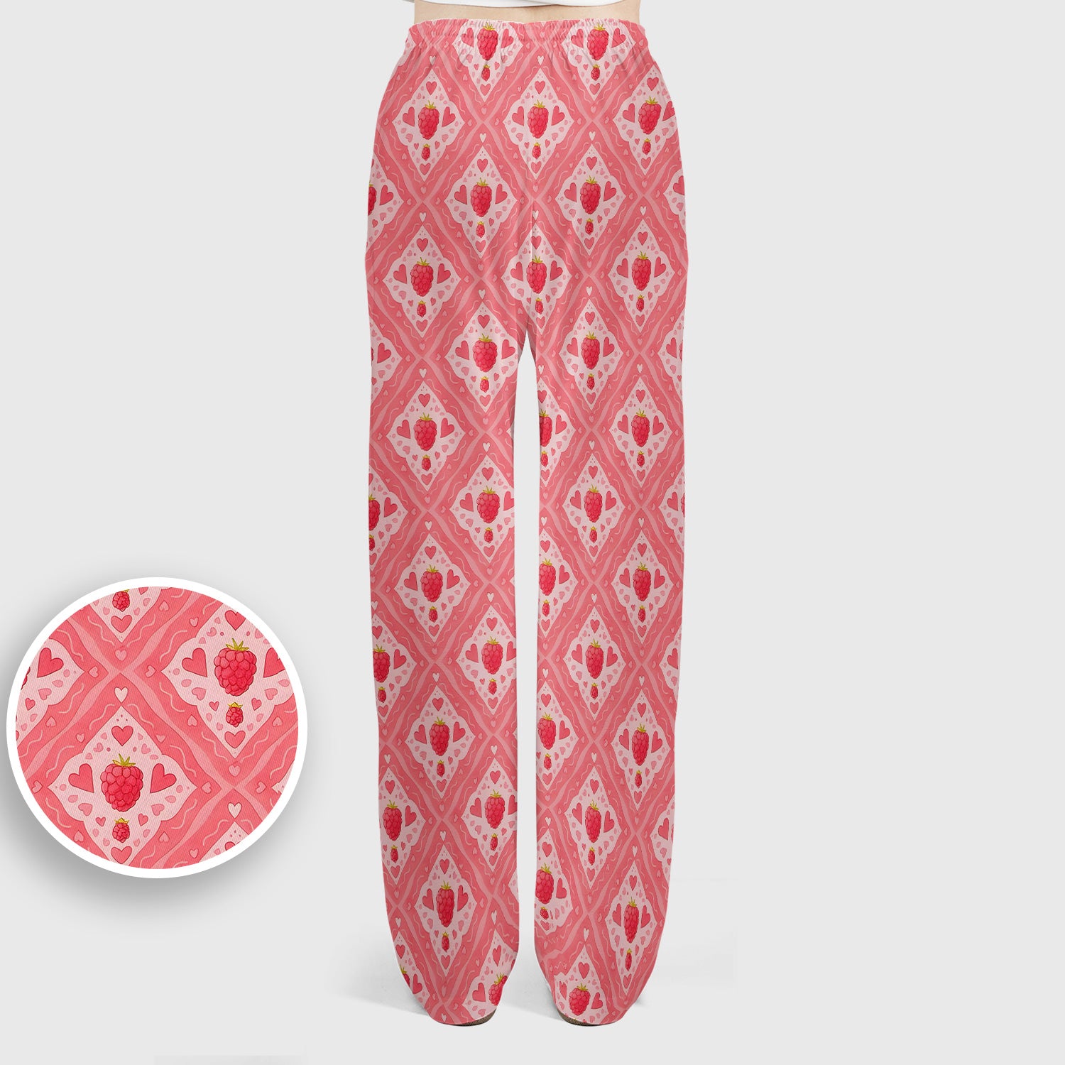 Sweet Red Cherry Gingham Pattern Scrub Set, Scrub Pants and V Neck Top