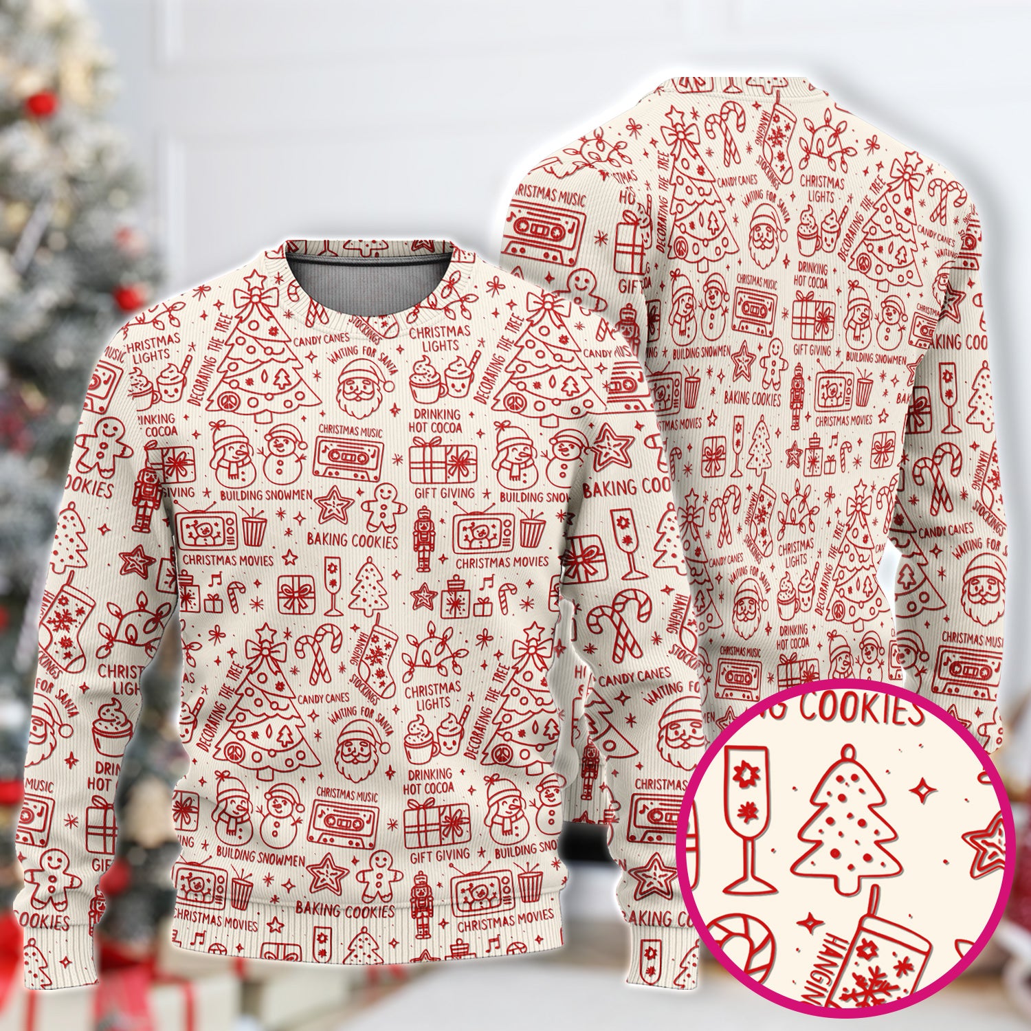 Christmas Pattern Scrub Set, Holiday Baking Cookies Nurse Shirt, Cute Medical Uniform Gift for RN, LPN, Healthcare Worker