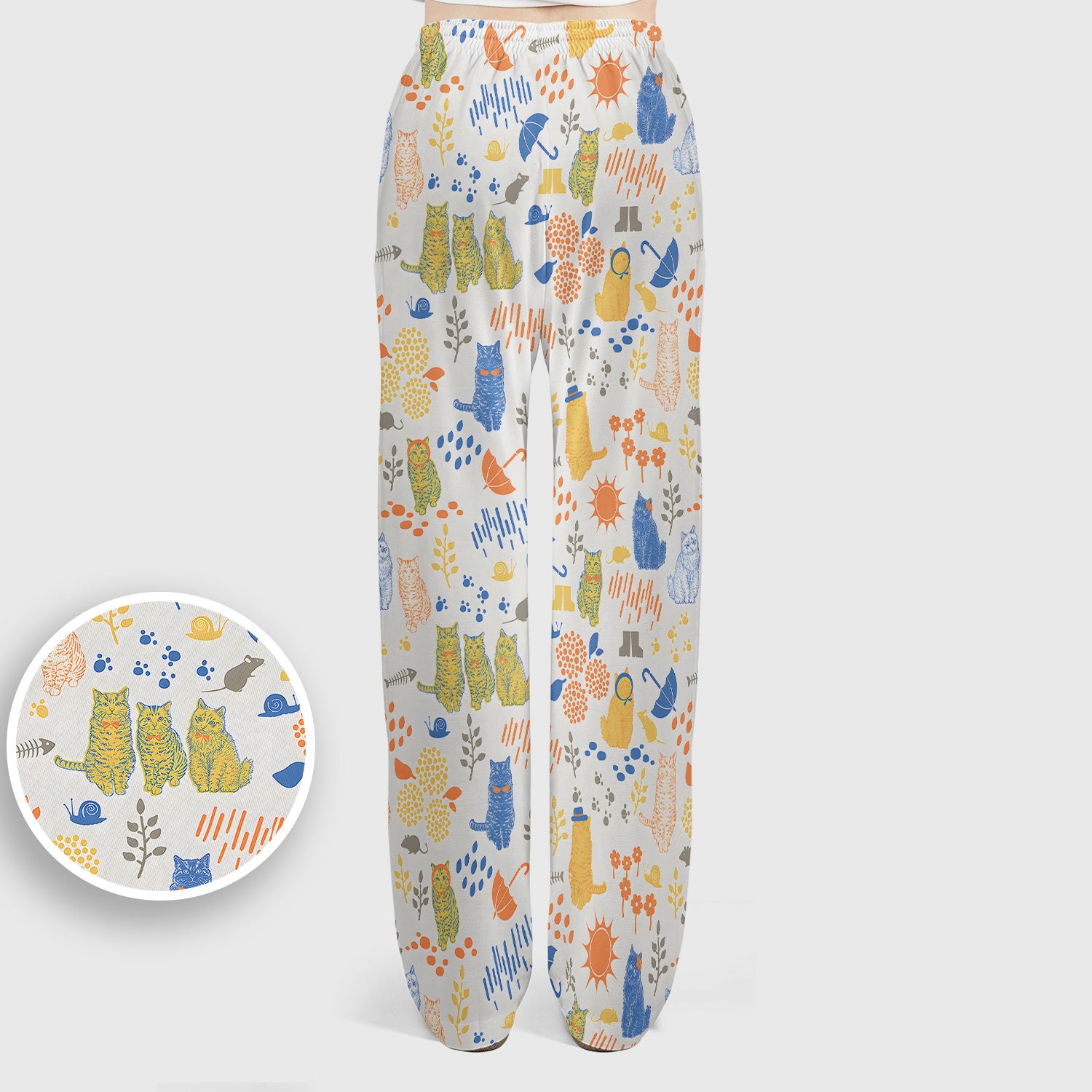 Cozy Rainy Day Cat Lover Nature Nurse Pattern Scrub Set, Scrub Pants and V Neck Top