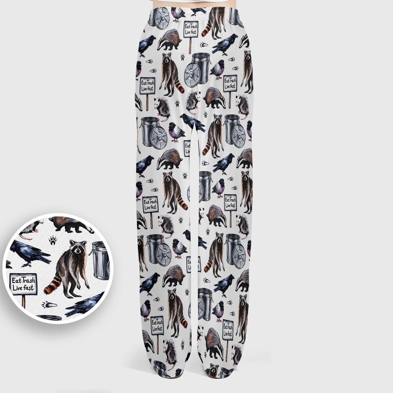 Raccoon And Opossum Eat Trash Live Fast Scrub Set, Scrub Pants and V Neck Top