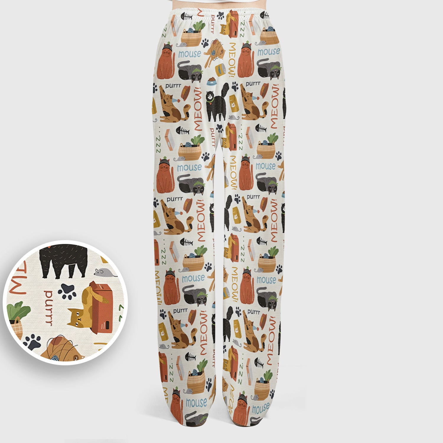 Meow Purr Cat Life Print Scrub Set, Women's Scrub Sets