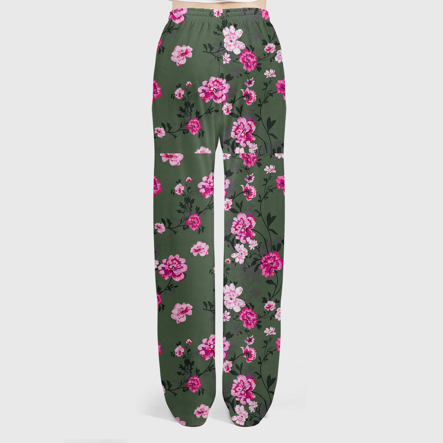 Pink Floral Blossom Pattern Scrub Set,  Scrub Pants and V Neck Top