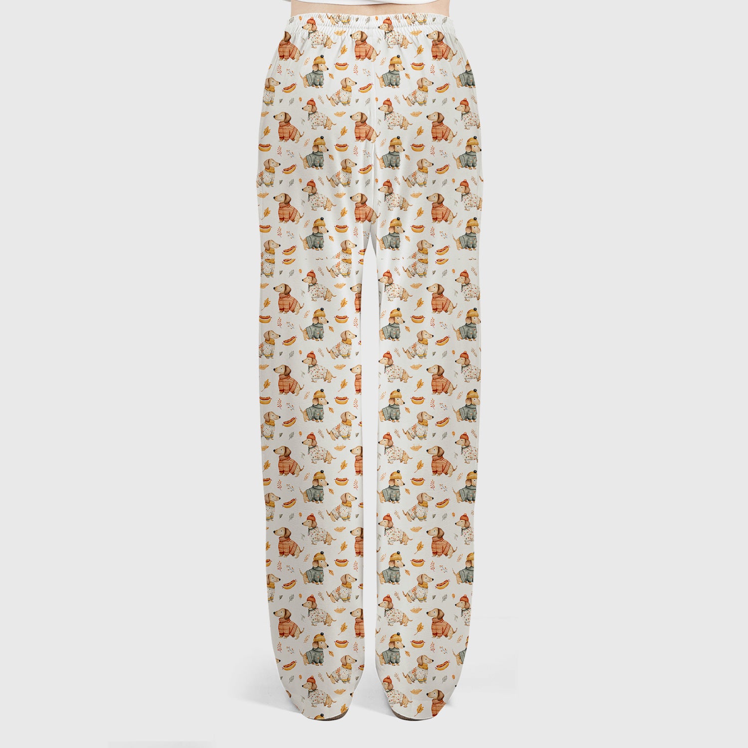 Autumn Dachshund Dog Sweater Print Scrub Set, Breathable Med Uniform