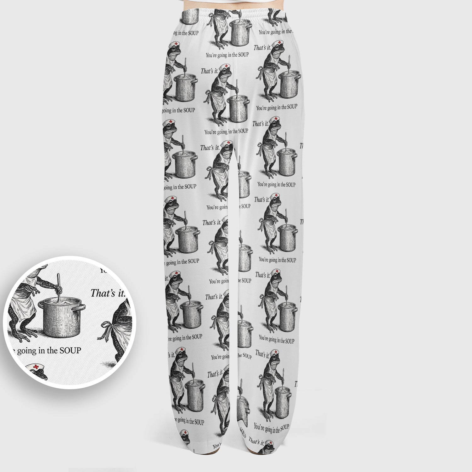 Funny Nurse Frog Cooking Soup Vintage Pattern Scrub Set, Scrub Pants and V Neck Top