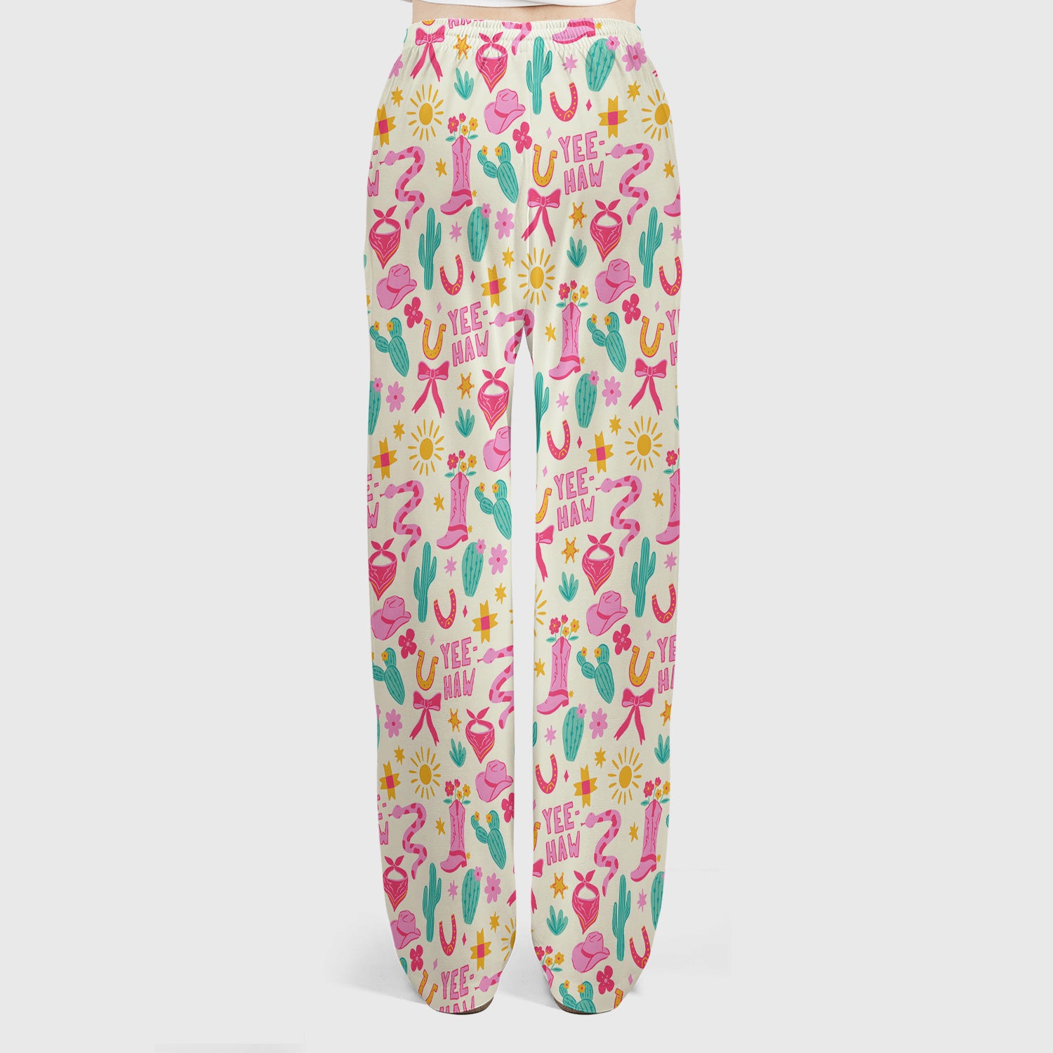 Pink Western Cowgirl Nurse Pattern Scrub Set, Scrub Pants and V Neck Top
