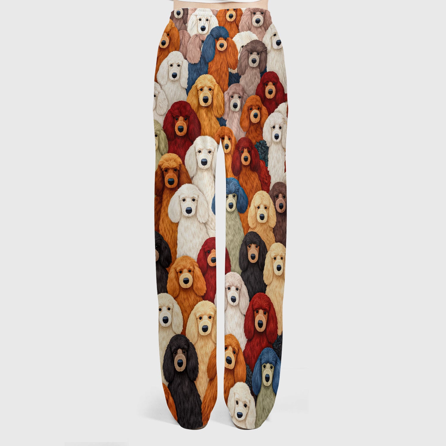 Multicolor Poodle Dog Pattern Scrub Set, Scrub Pants and V Neck Top