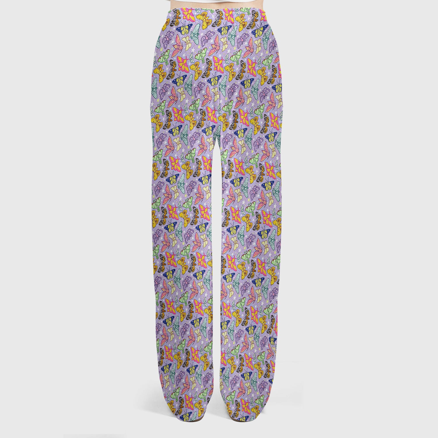 Colorful Butterfly Pattern Scrub Set, Women's Scrub Sets