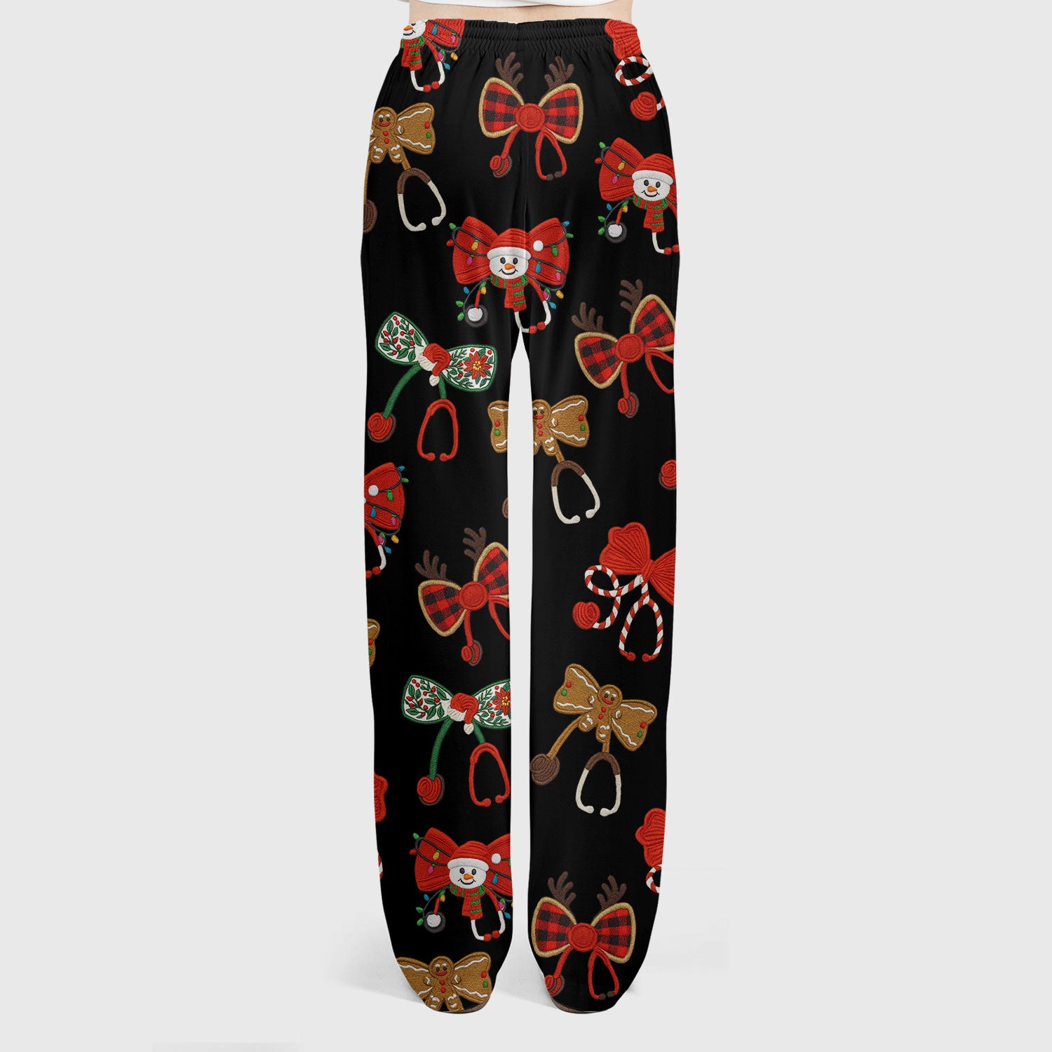 Christmas Stethoscope Bow Nurse Scrub Set, Xmas Pattern Scrub Shirt, Holiday Nursing Uniform
