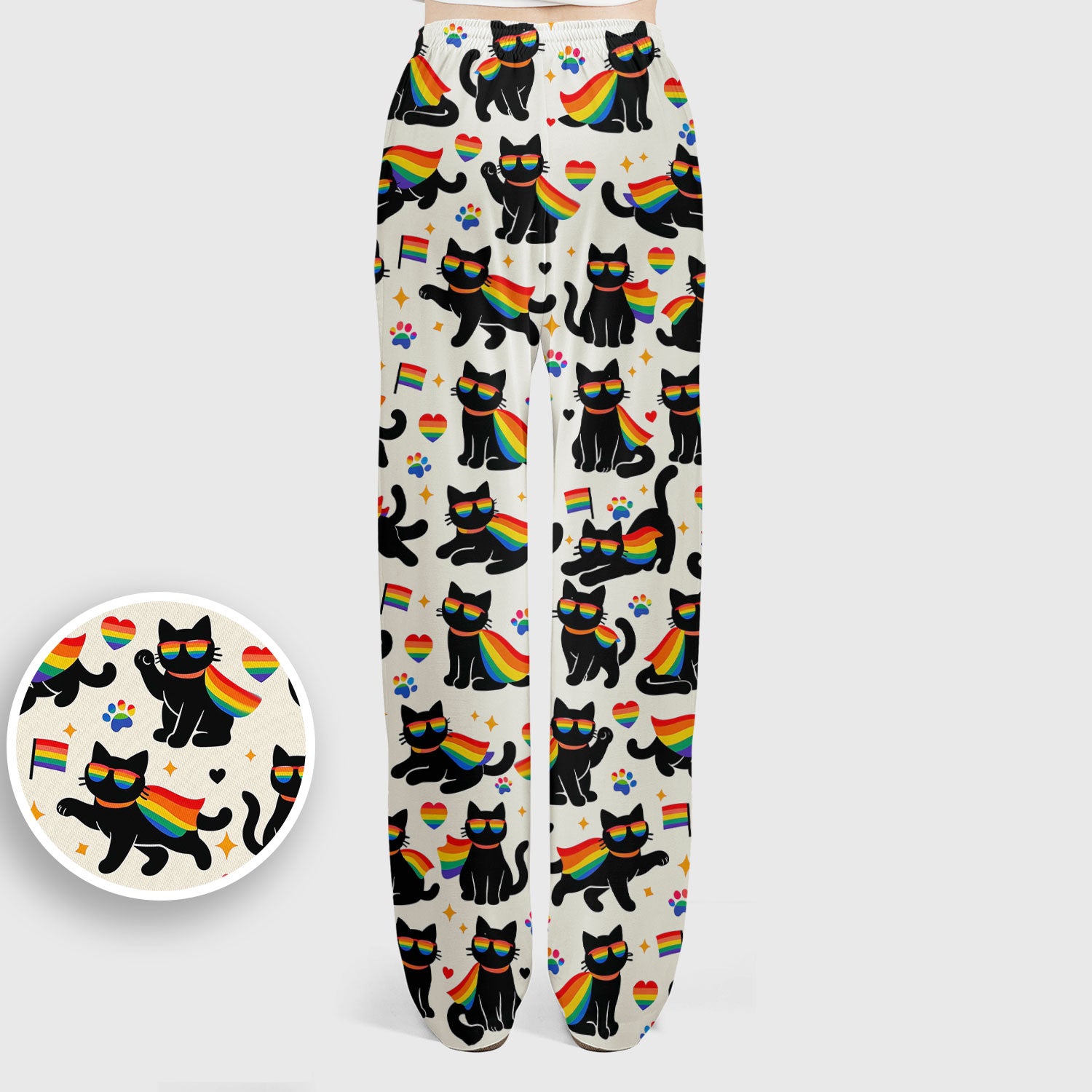 Rainbow Black Cat Pride Pattern Scrub Set, Breathable Med Uniform