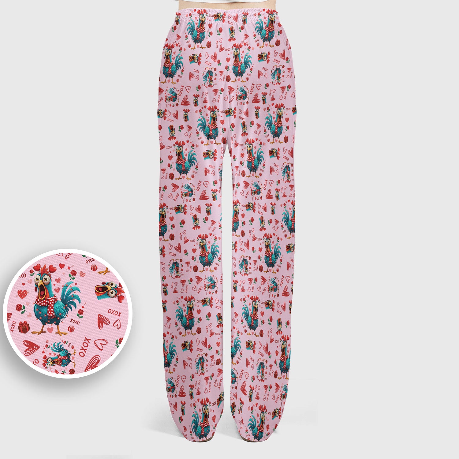 Funny Rooster Valentine Scrub Set, Cute Chicken XOXO Heart Pattern Nurse Shirt, Breathable Fabrics Nursing Uniform