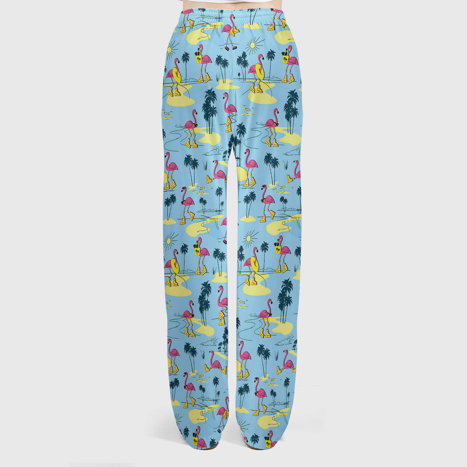 Retro Flamingo Nurse Print Scrub Set, Scrub Pants and V Neck Top