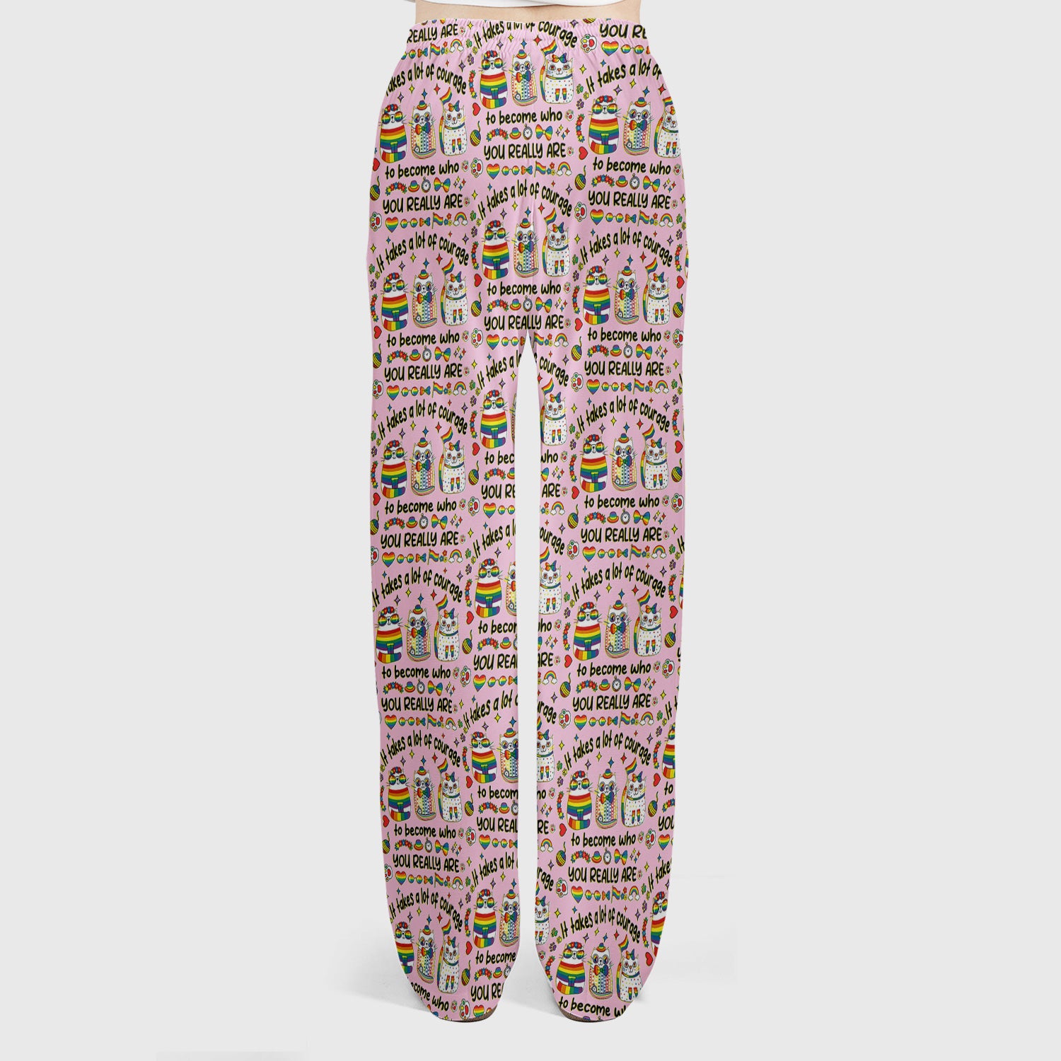 Inspirational Nurse Rainbow Cat Courage Quote Pattern Scrub Top, Breathable Fabrics Nursing Uniform