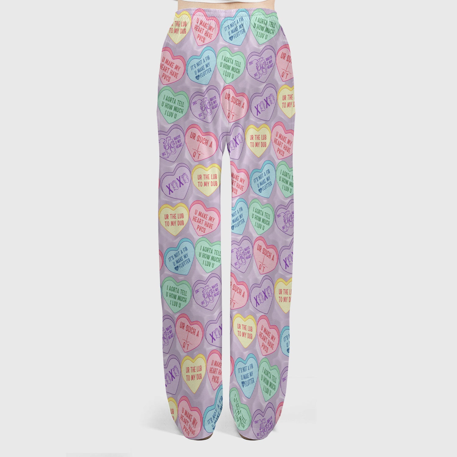 Medical Candy Heart Valentine Pattern Women’s Scrub Sets, Fun Medical Pattern, Breathable Med Uniform