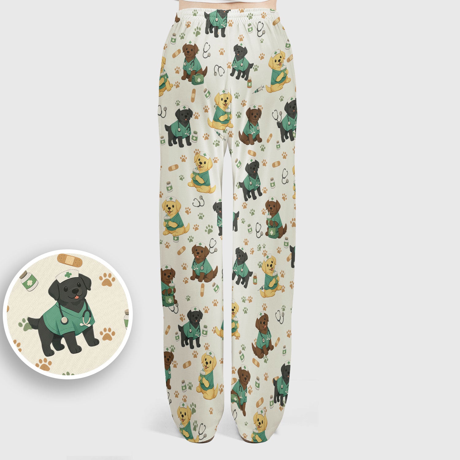 Labrador Retriever Nurse Scrub Set, Cute Medical Dog Pattern Nurses Shirt, Breathable Fabrics Nursing Uniform