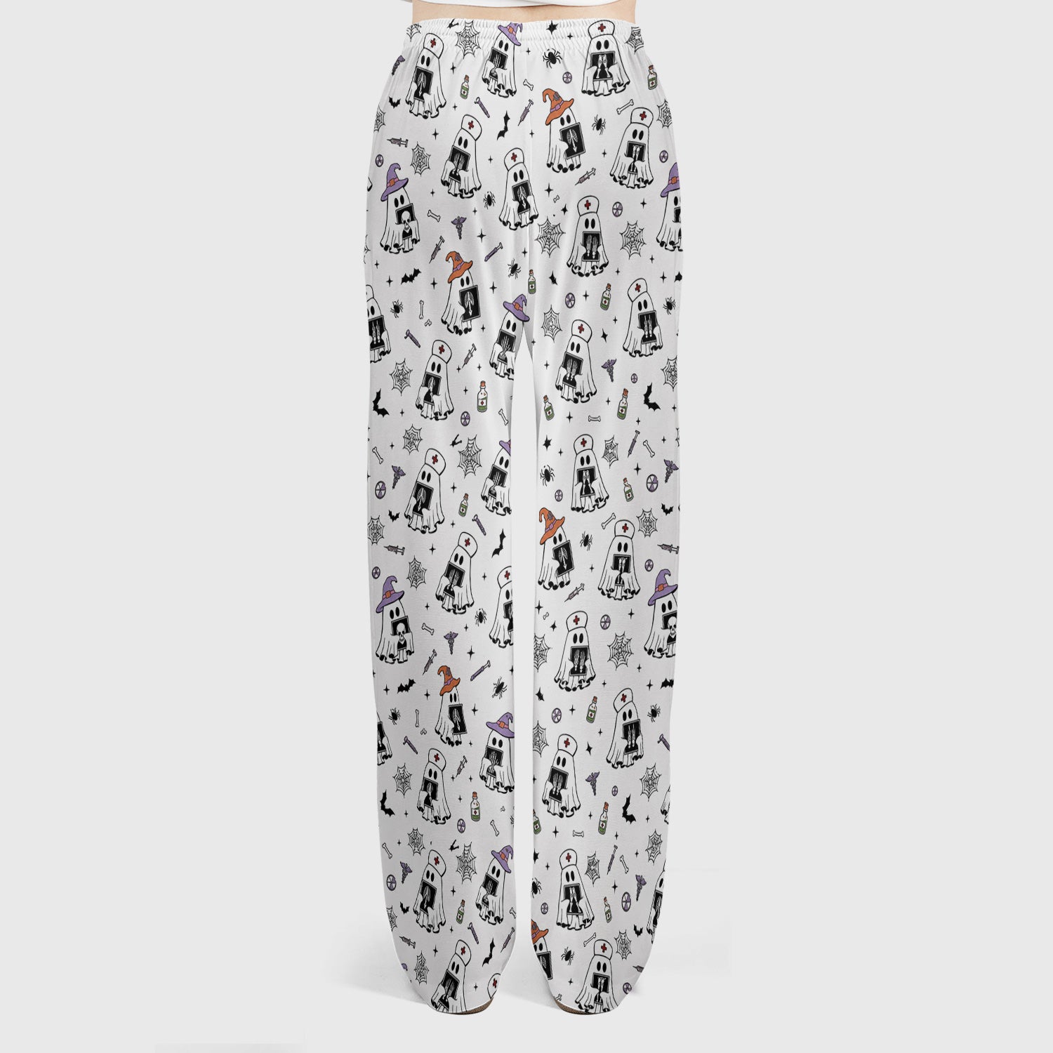 Halloween Ghost Nurses With X-Rays Scrub Set, Scrub Pants and V Neck Top