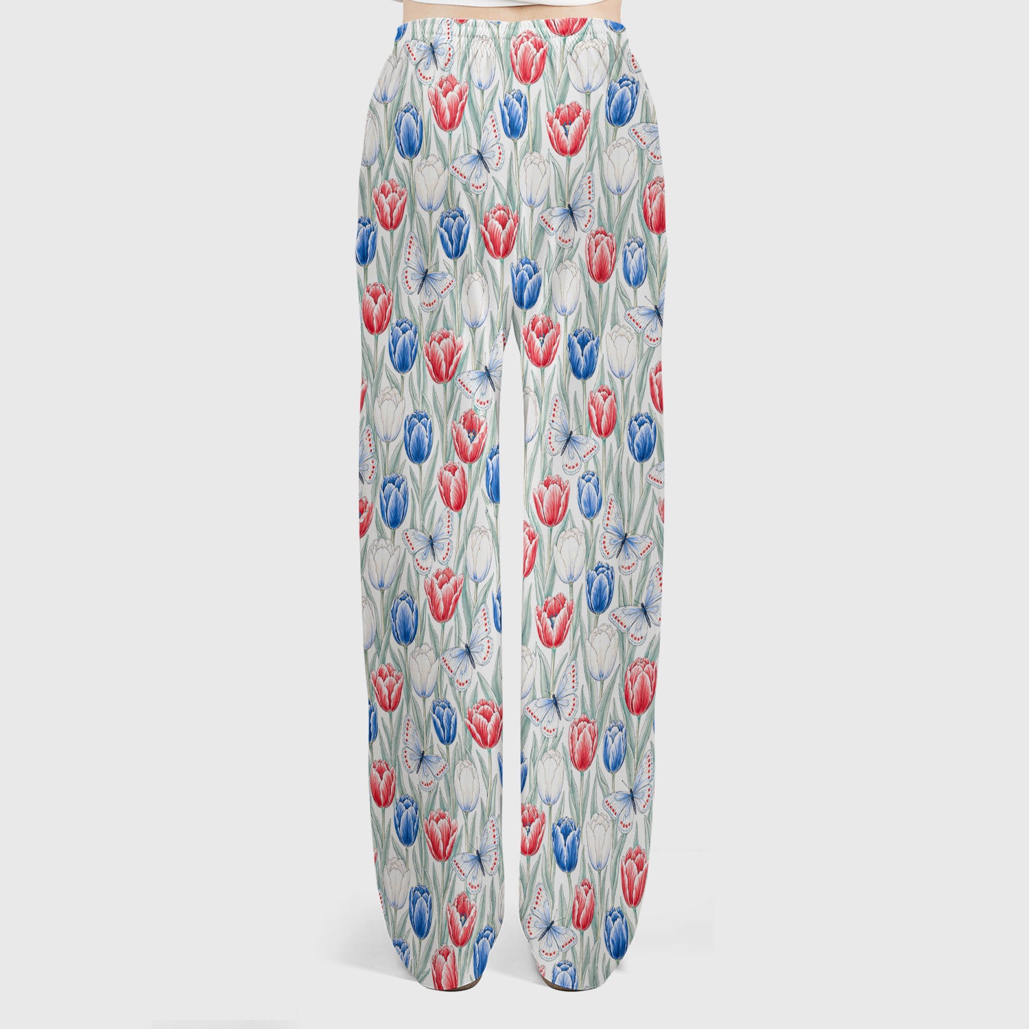Patriotic Tulip Butterfly Nurse for RN, CNA, Healthcare Workers Scrub Set, Scrub Pants and V Neck Top