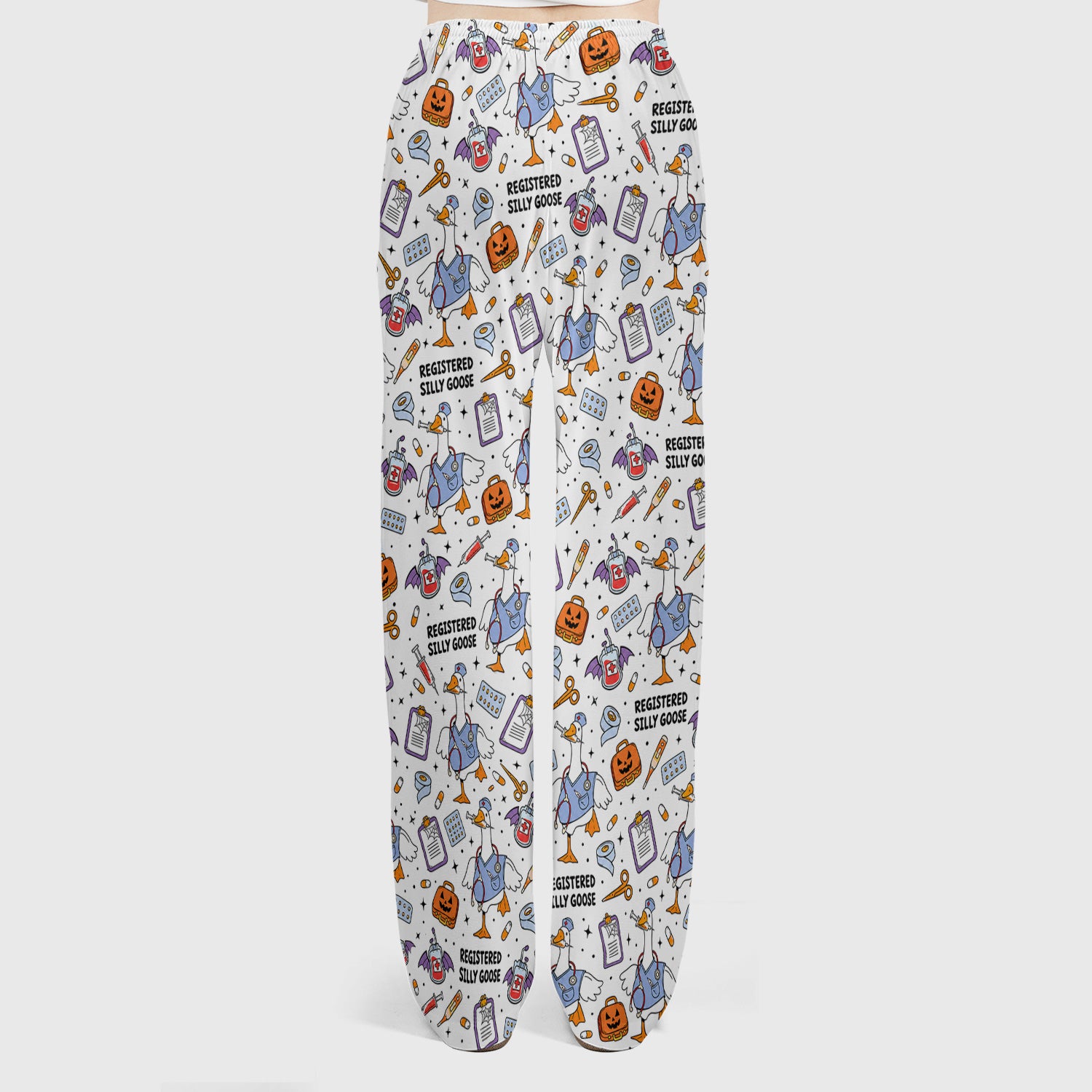 Funny Halloween Registered Silly Goose Scrub Set, Scrub Pants and V Neck Top