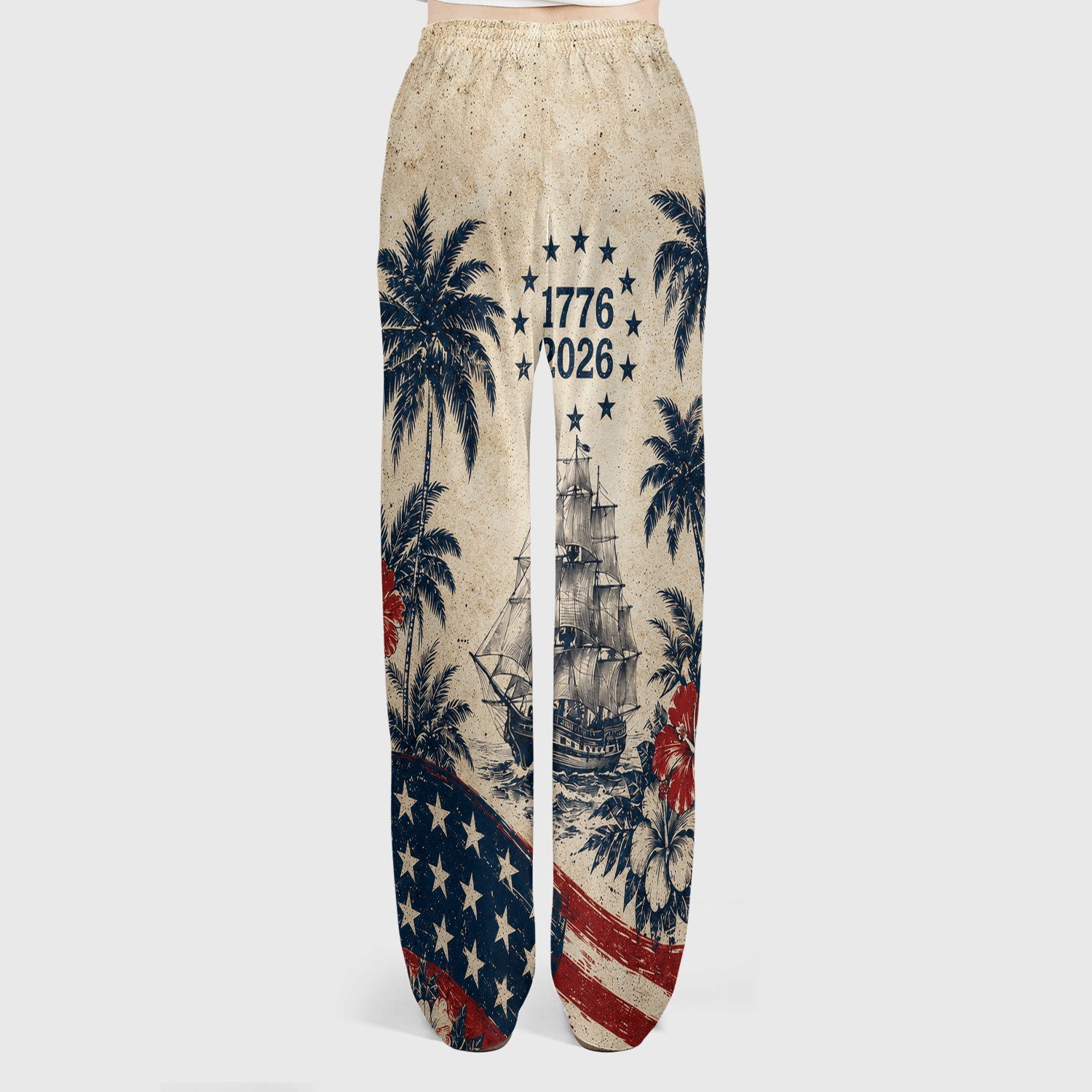 America 250 Freedom Print Scrub Set, Scrub Pants and V Neck Top
