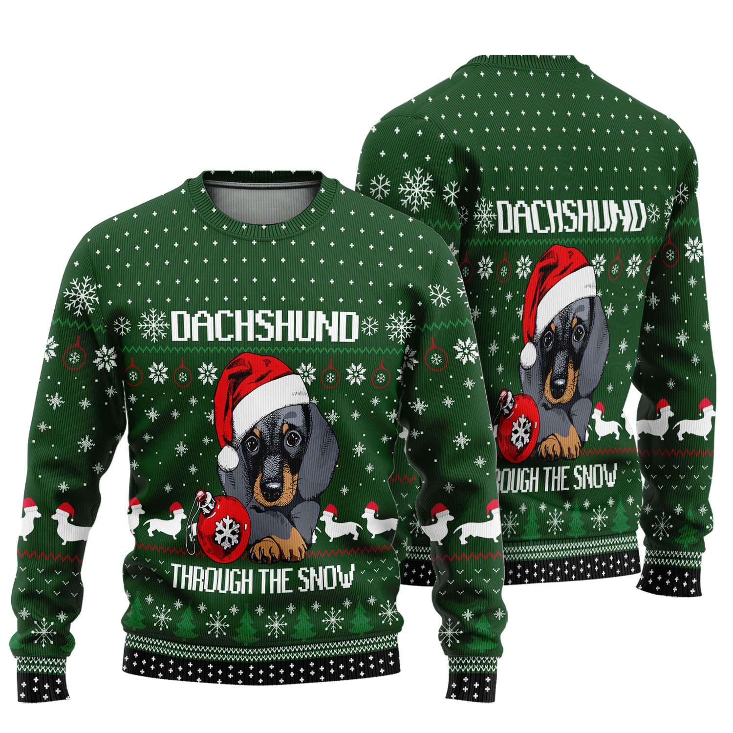 Dachshund Christmas Ugly Sweater - Funny Sausage Dog Shirt - Cute Holiday Gift